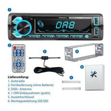 XOMAX XM-RD287 Autoradio mit DAB+ plus, Bluetooth, 2x USB, SD, AUX, 1 DIN Autoradio