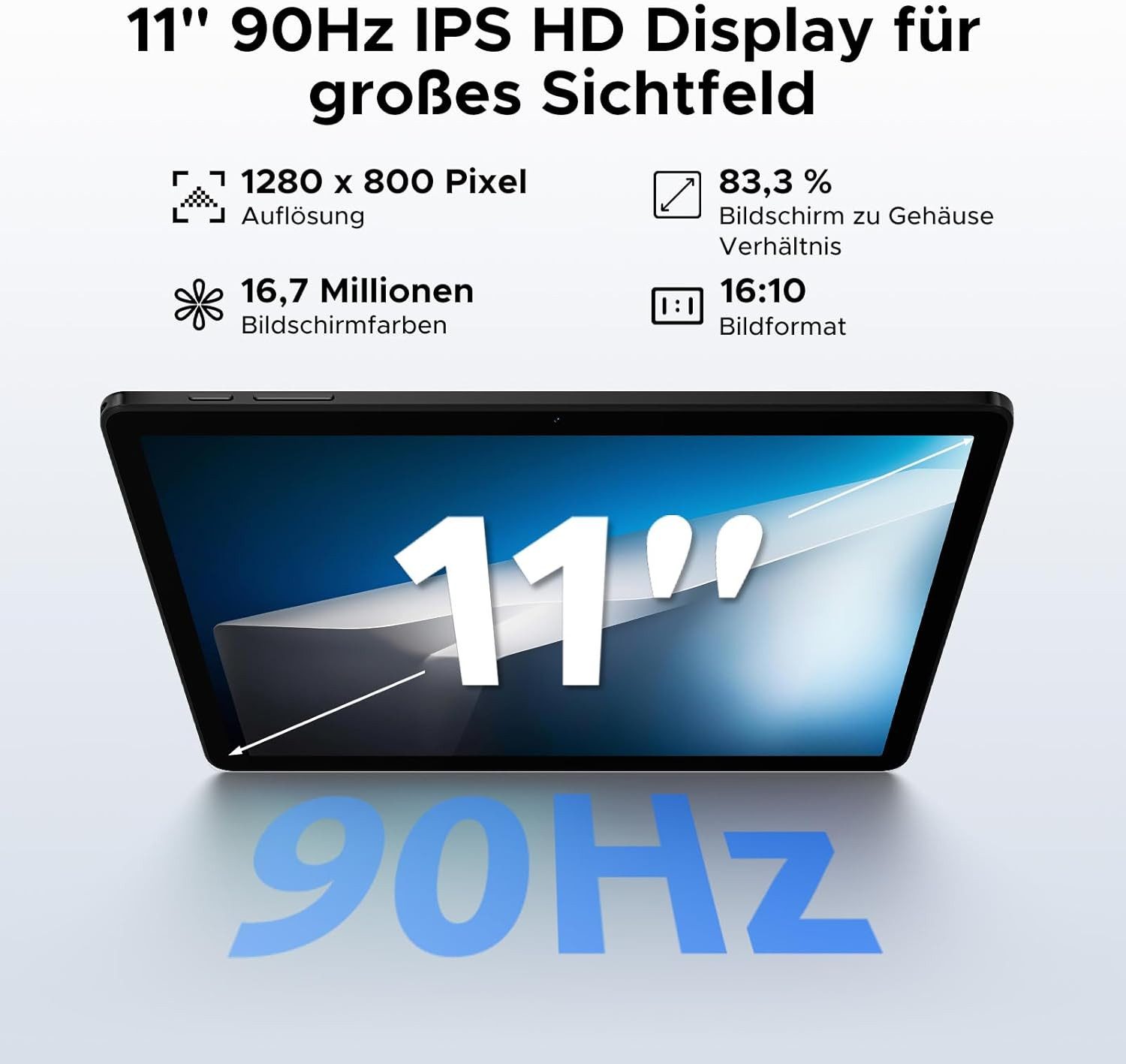 Zevelora Octa-Core 8580mAh Gaming 4 GB RAM Tablet (11", 64 GB, Android 15, Schnelle Performance trifft auf modernes Design für jeden Tag)