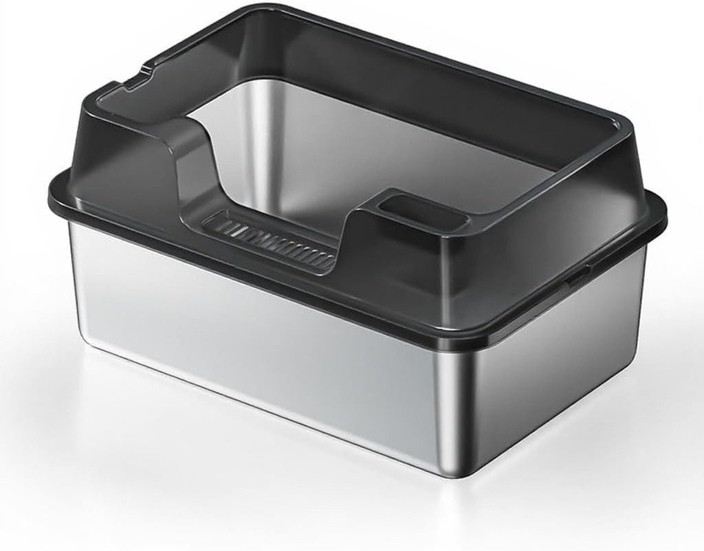 GarveeMore Katzentoilette Edelstahl Katze Müll Box mit Deckel Extra große M günstig online kaufen