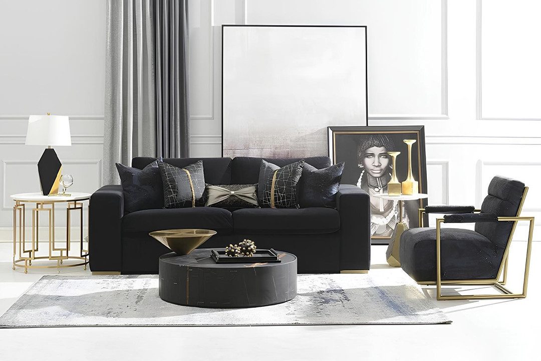 Xlmoebel Polstergarnitur Italienische Sitzgruppe mit edlem Design und hochwertiger Verarbeitung, (2-tlg., Sofa 3 Sitzer + Sessel + Couchtisch + Beistelltisch), Hergestellt in Europa