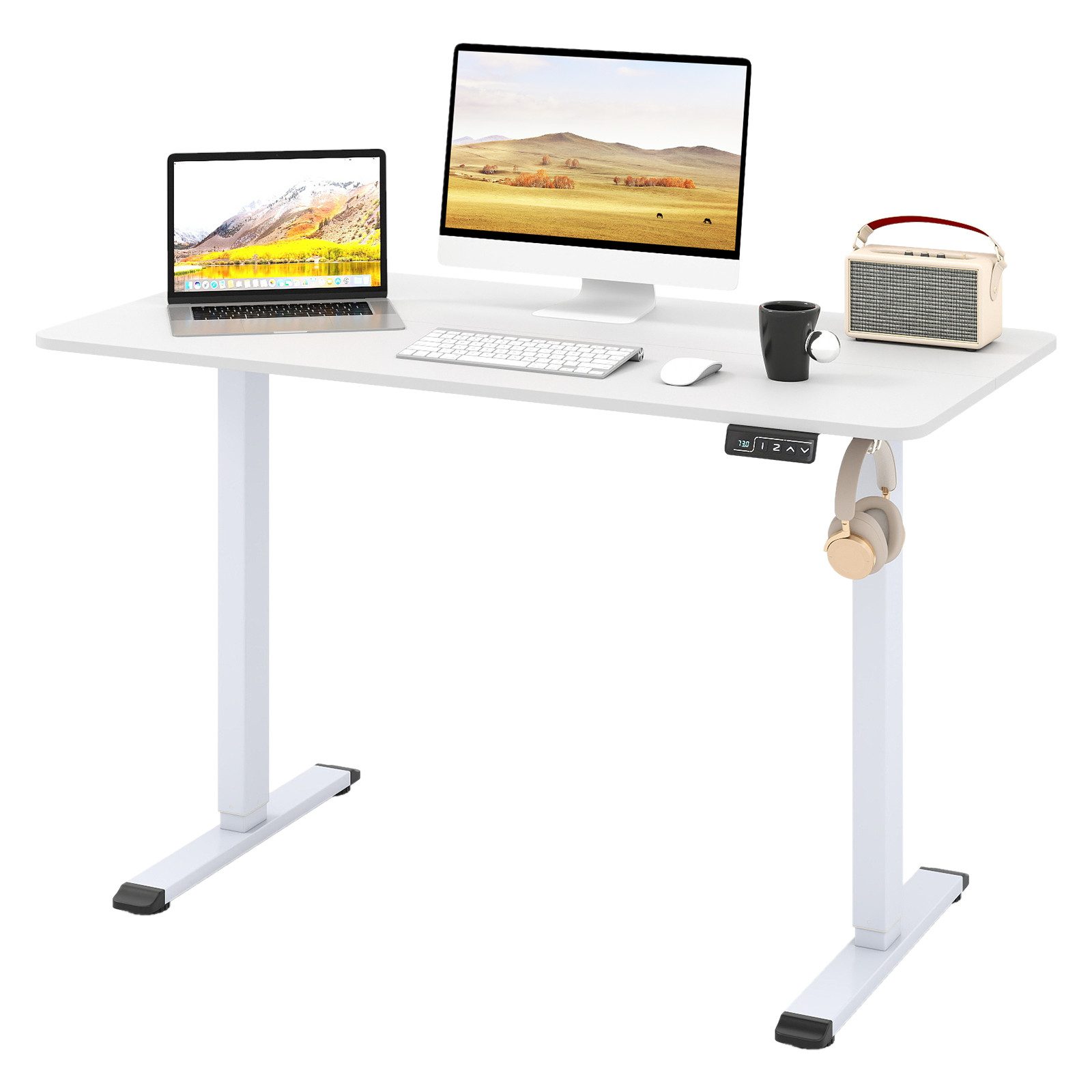 COSTWAY Schreibtisch, höhenverstellbar elektrisch, mit Memory-Funktion 120x60cm