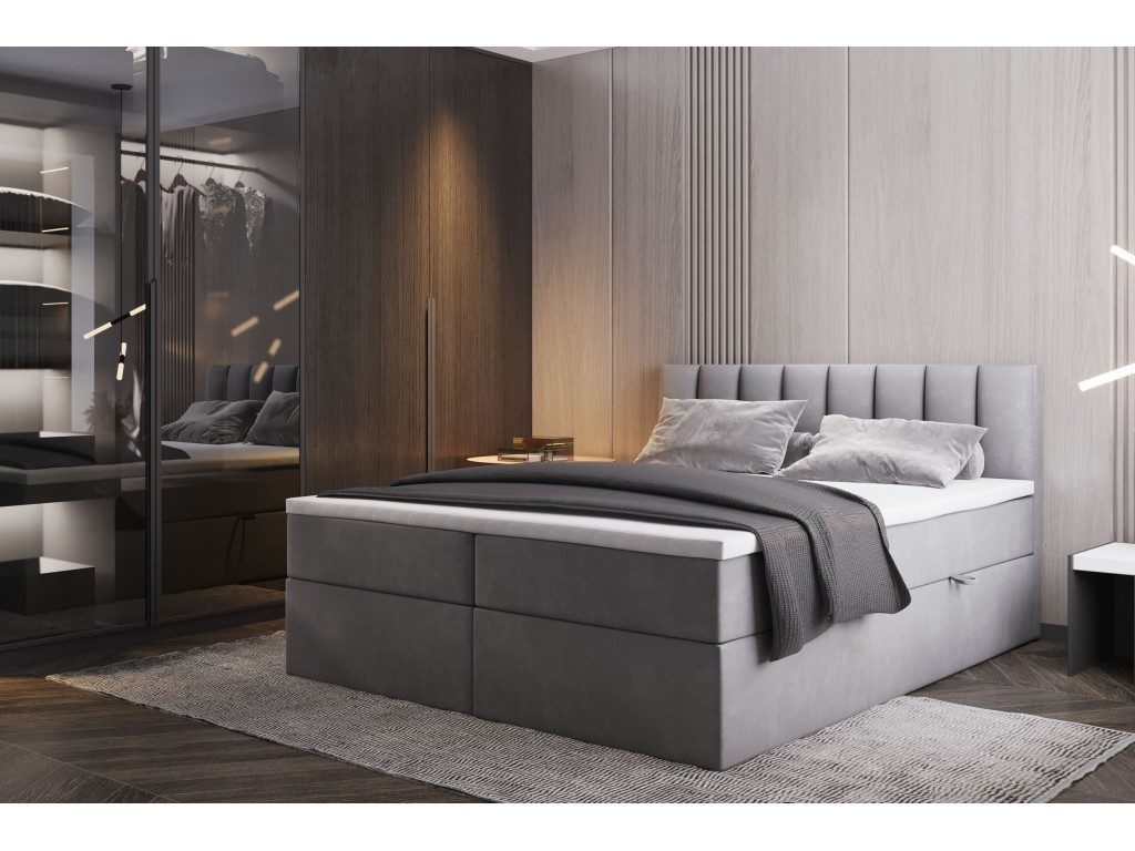 TRADA Boxspringbett PALERMO mit Topper - Bonell Matratze mit Bettkasten - Elegant Bett (Bett+Topper, Boxspringbett mit Topper), mit zwei Bettkasten und Topper