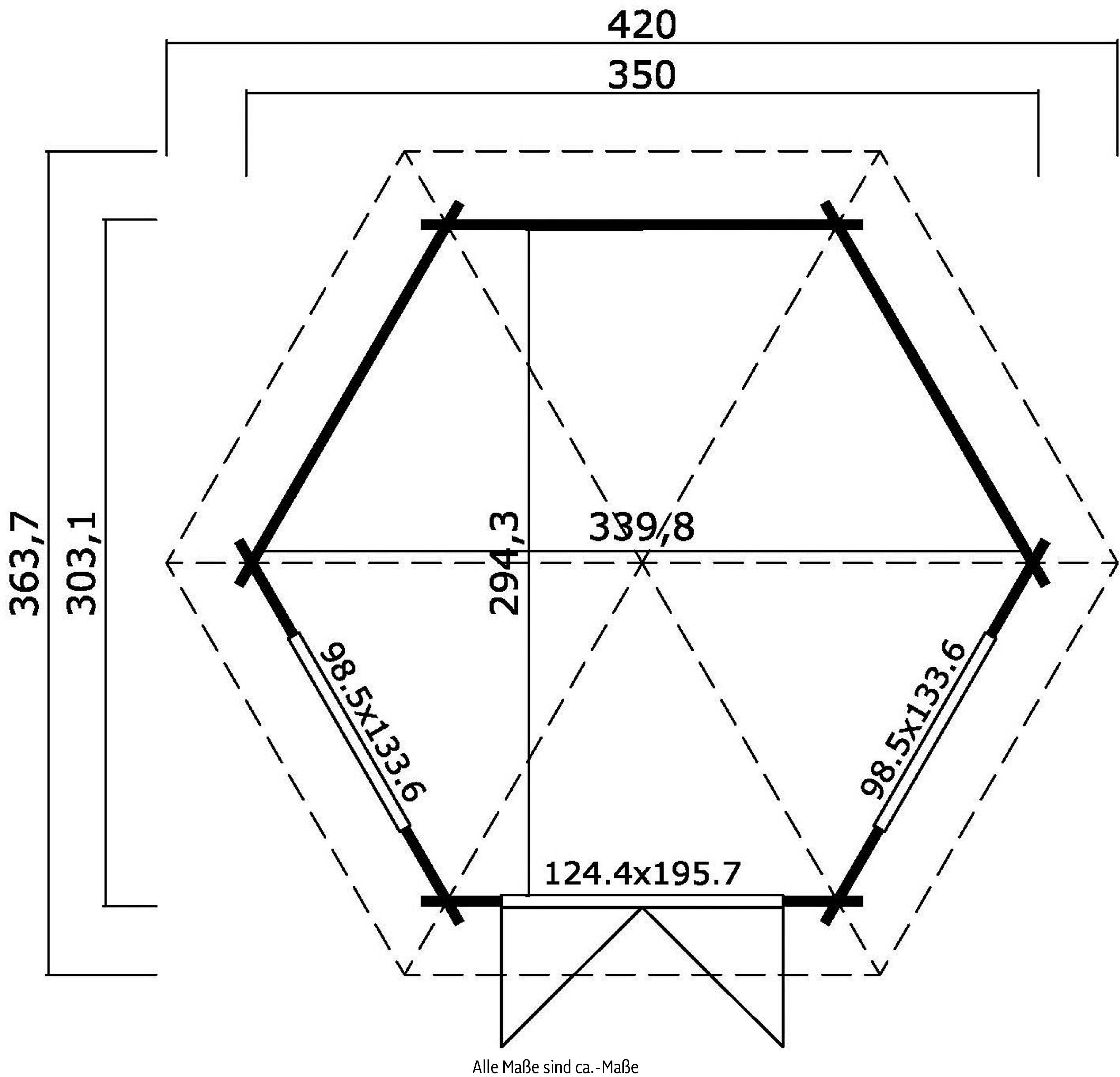 Inklusive lichtgrau BxT: 6 verlegen), Pavillon Fussbodenbretter Rivera, (Set, Seitenteilen, LASITA cm, 363,7x420 mit MAJA Fichtenholz zum