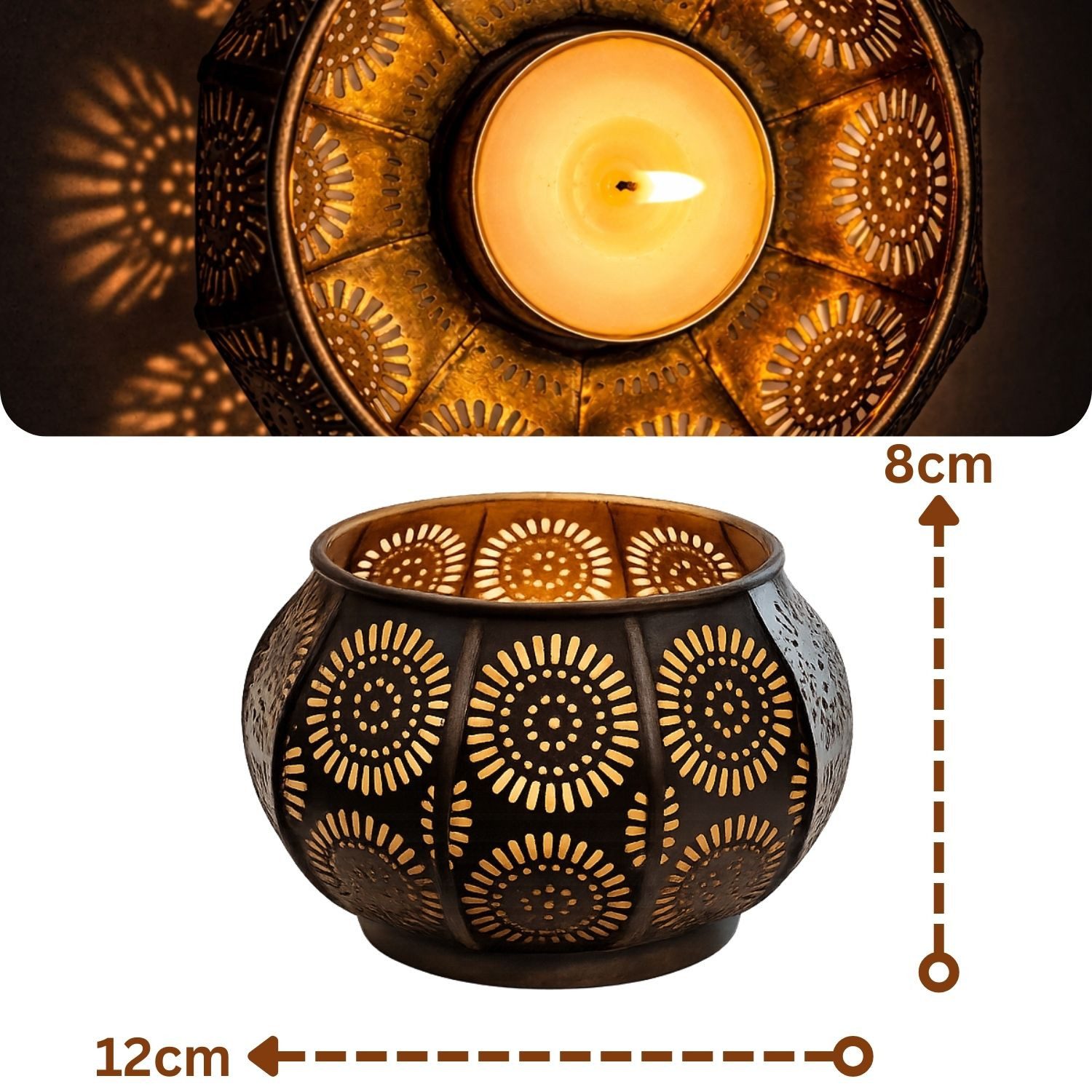 Marrakesch Orient & Mediterran Interior Teelichthalter 3er Set Orientalischer Teelichthalter Sabah modern aus Metall 12 cm (3 St), Handarbeit