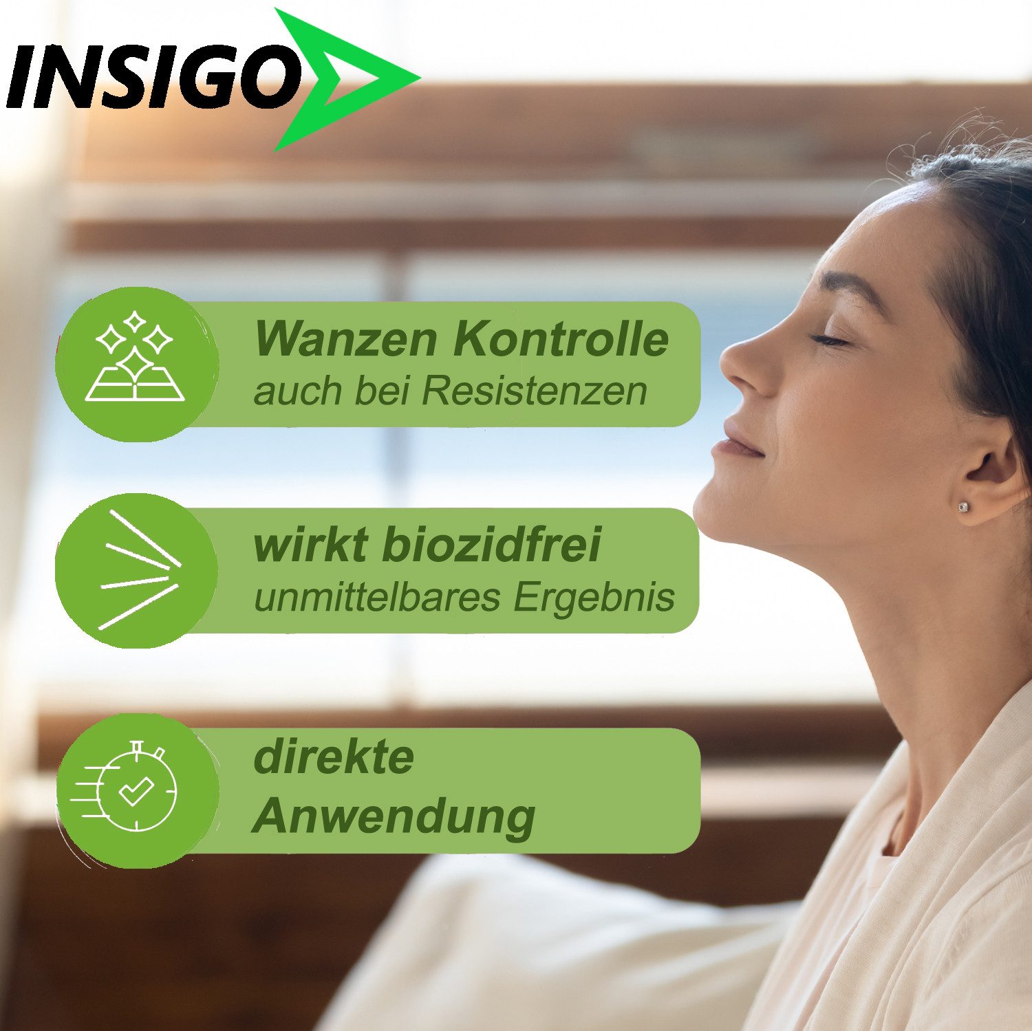 INSIGO Insektenspray Stinkwanzenspray, Wanzen, 1 l, biozidfreie Formel, auf Wasserbasis, geruchsarm, brennt / ätzt nicht