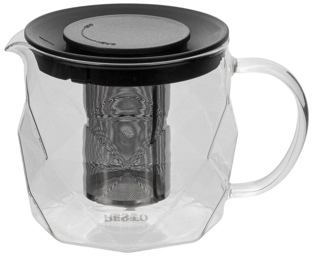 RESTO Kitchenware Teekanne Ain, hitzebeständige Glaskanne im 3D Design, Höhe 12 cm, 1 l, (4-St), mit herausnehmbarem Filtersieb aus Edelstahl, im Geschenkkarton