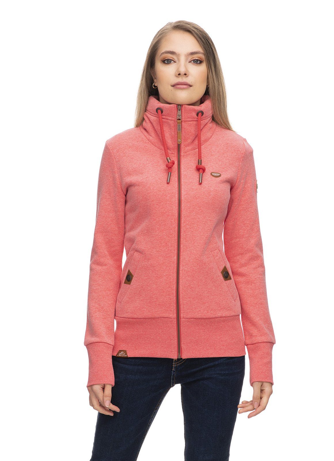 Ragwear Damen Sweatjacke Rylie – Zip Jacke Mit Stehkragen, Langarm & Vegan In Rot