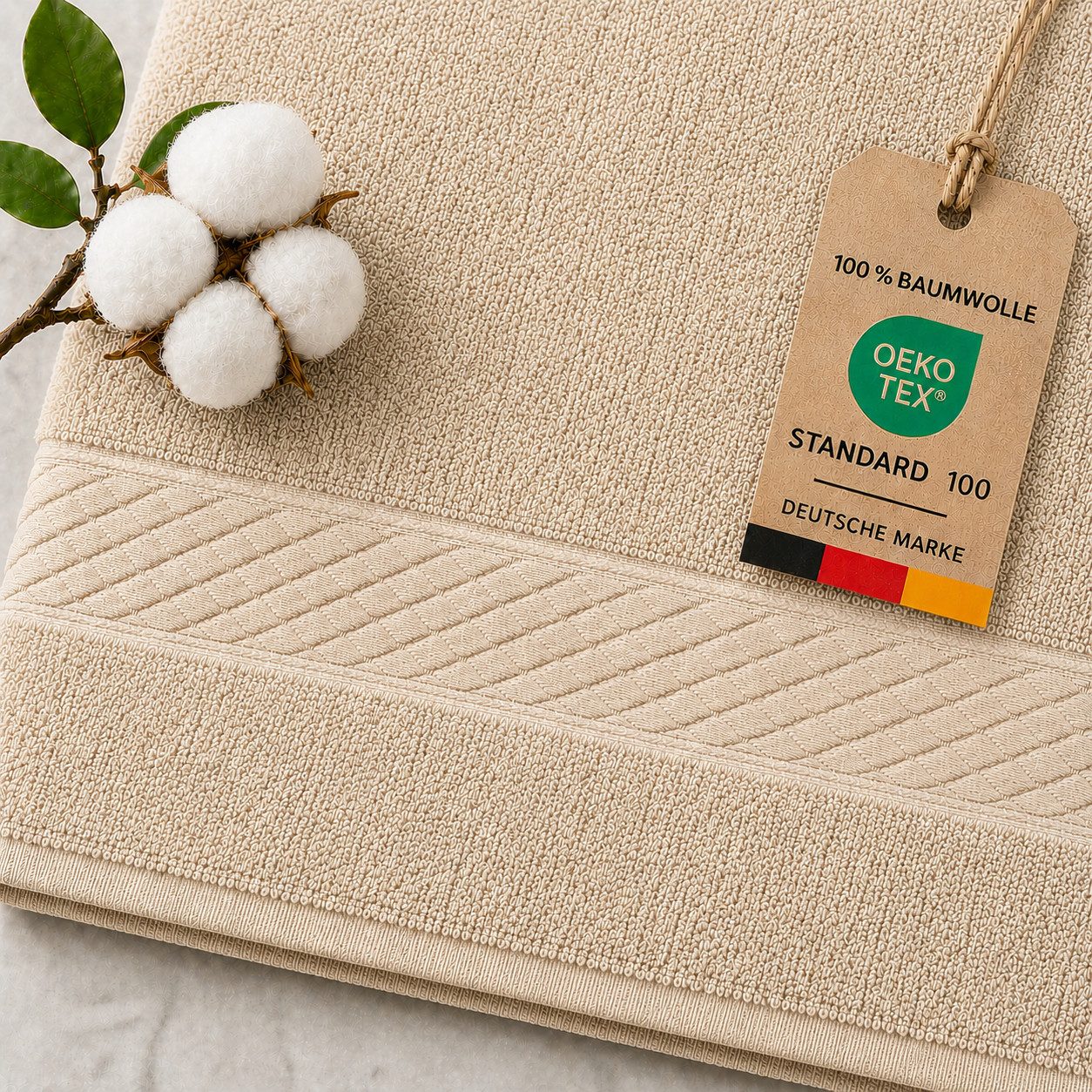 Komfortec Handtuch Set 4x Premium Badetuch Set - 70x140 cm, Frottee (4-St), 4x Handtuch-Set, 100% Baumwolle, mit Bordüre, Weich & Saugstark – Bild 2 von 5