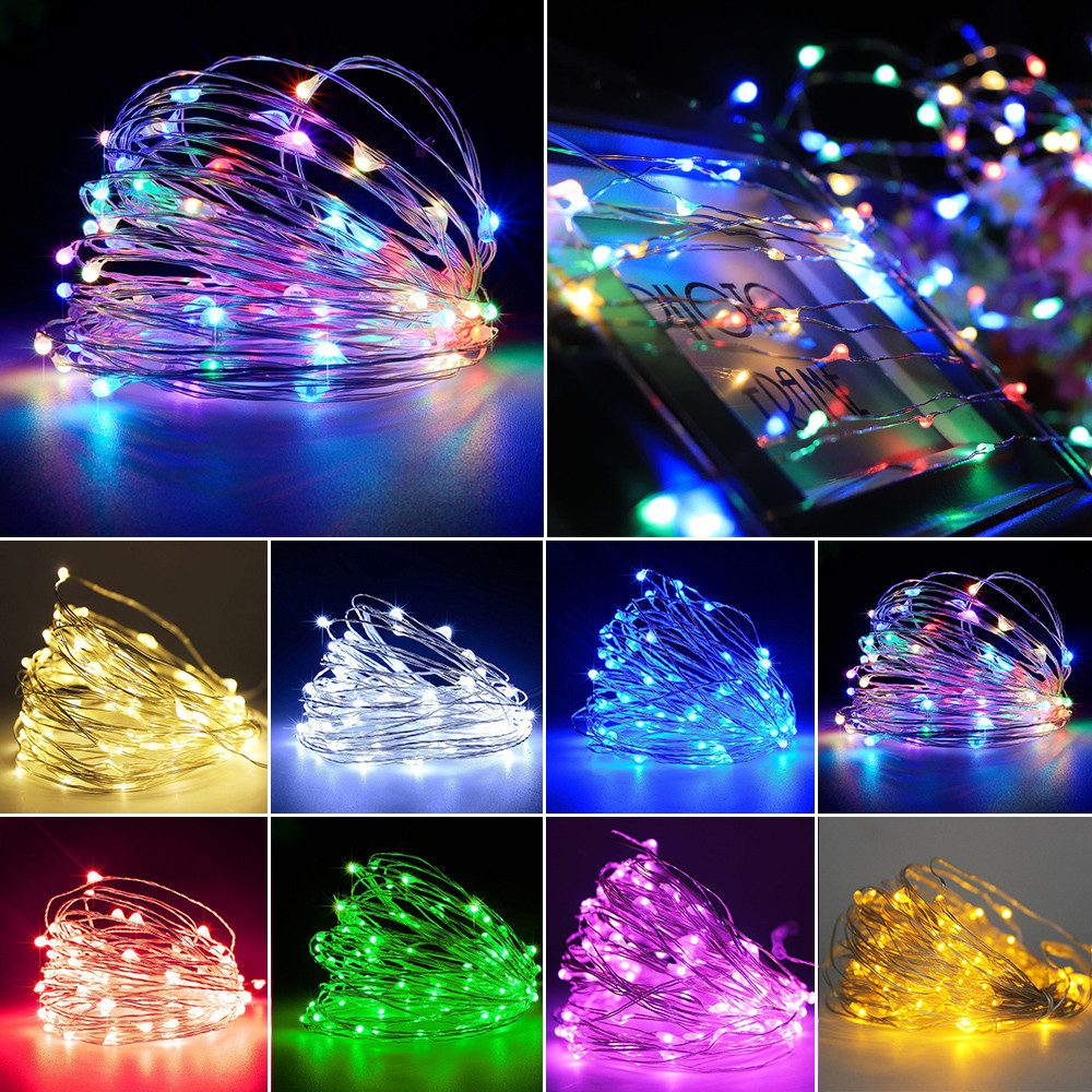 LED-Lichterkette 2/3/5/10M, Kupferdraht, AA-Batterie, für Weihnachten Hochzeit Party