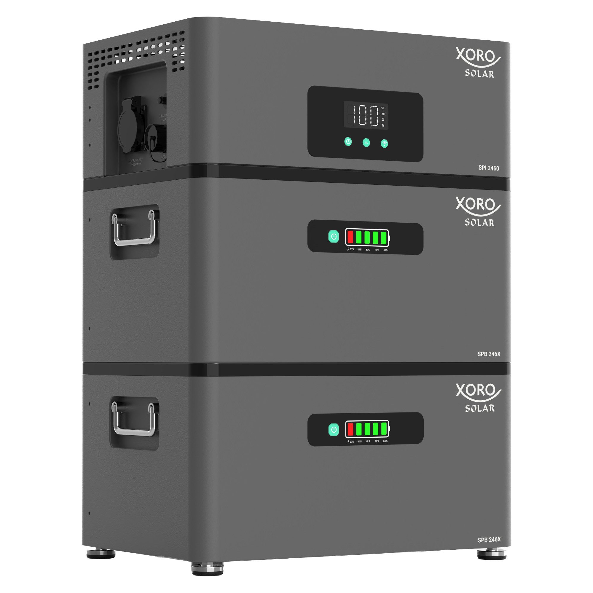 XORO SOLAR ATLAS-D – 2,4 kWh / E – 4,8 kWh / F – 7,2 kWh Stromspeicher (230 V), AC-gekoppelter Solarspeicher für Balkonkraftwerk und Dachanlagen