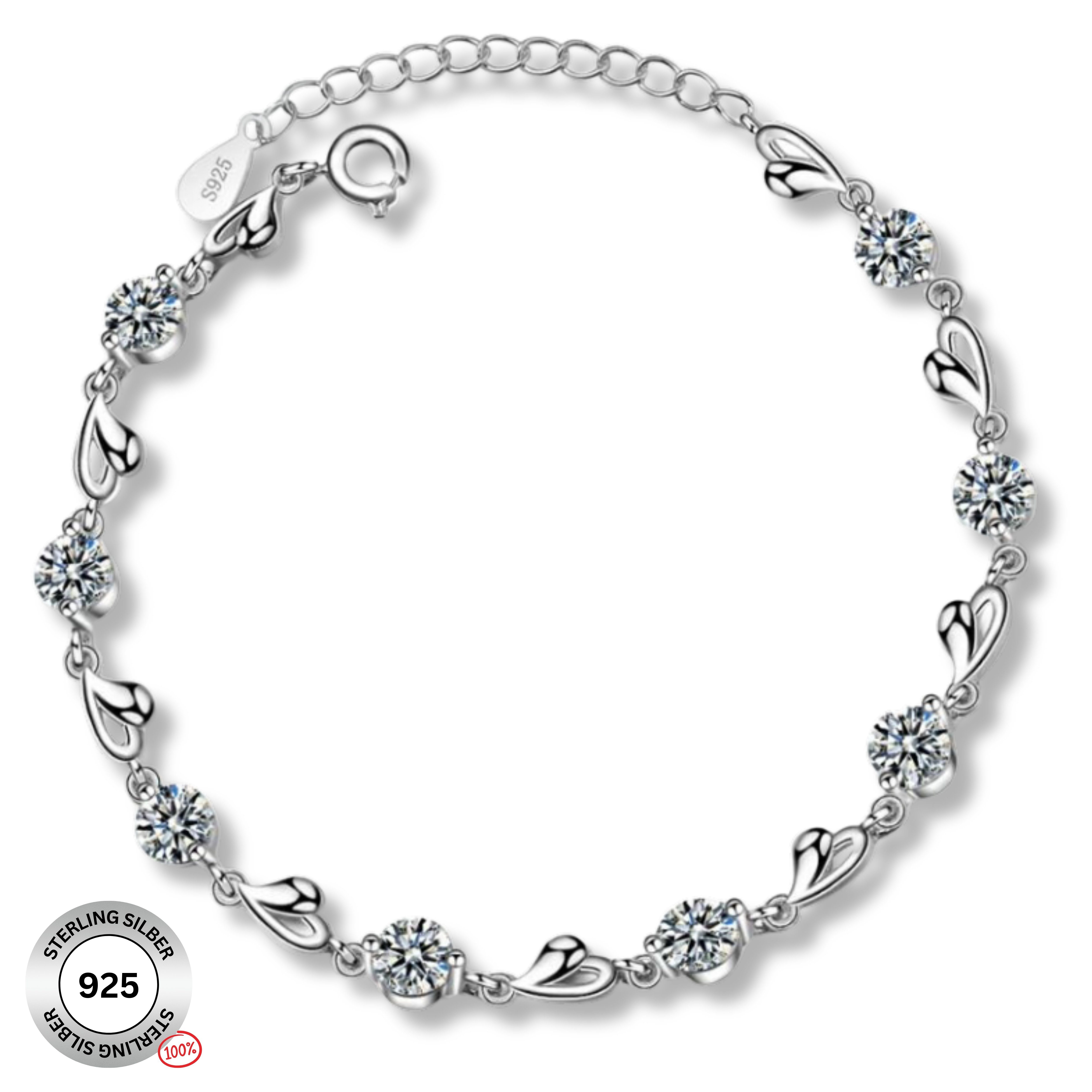 Felino Silberarmband Armband Herz Herzen Diamanten Damen Frauen Liebe Geschenk (1-tlg), 925 Sterling Silber