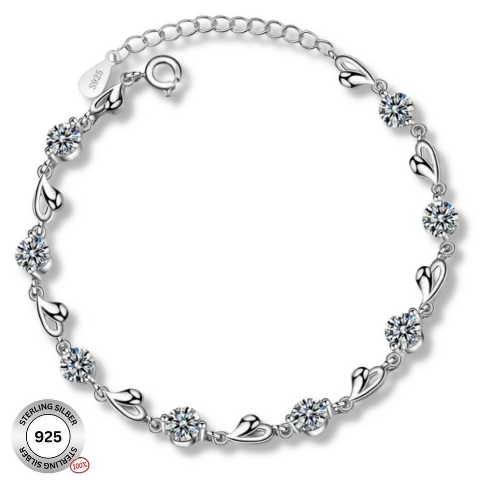 Felino Silberarmband Armband Herz Herzen Diamanten Damen Frauen Liebe  Geschenk (1-tlg), 925 Sterling Silber