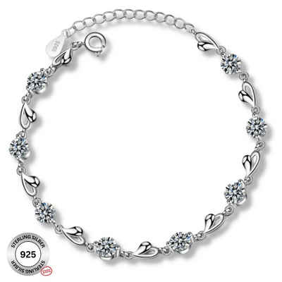 Felino Silberarmband Armband Herz Herzen Diamanten Damen Frauen Liebe Geschenk (1-tlg), 925 Sterling Silber