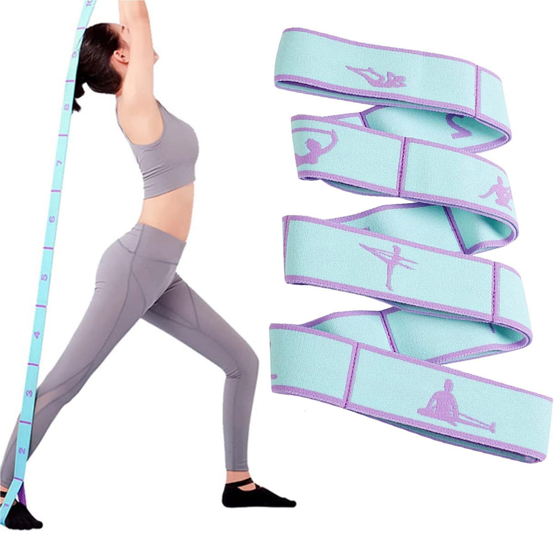 Trainingsbänder 2 Stück Yoga Gurt Gymnastikband 8Schlaufen,Elastisches Resistance Band