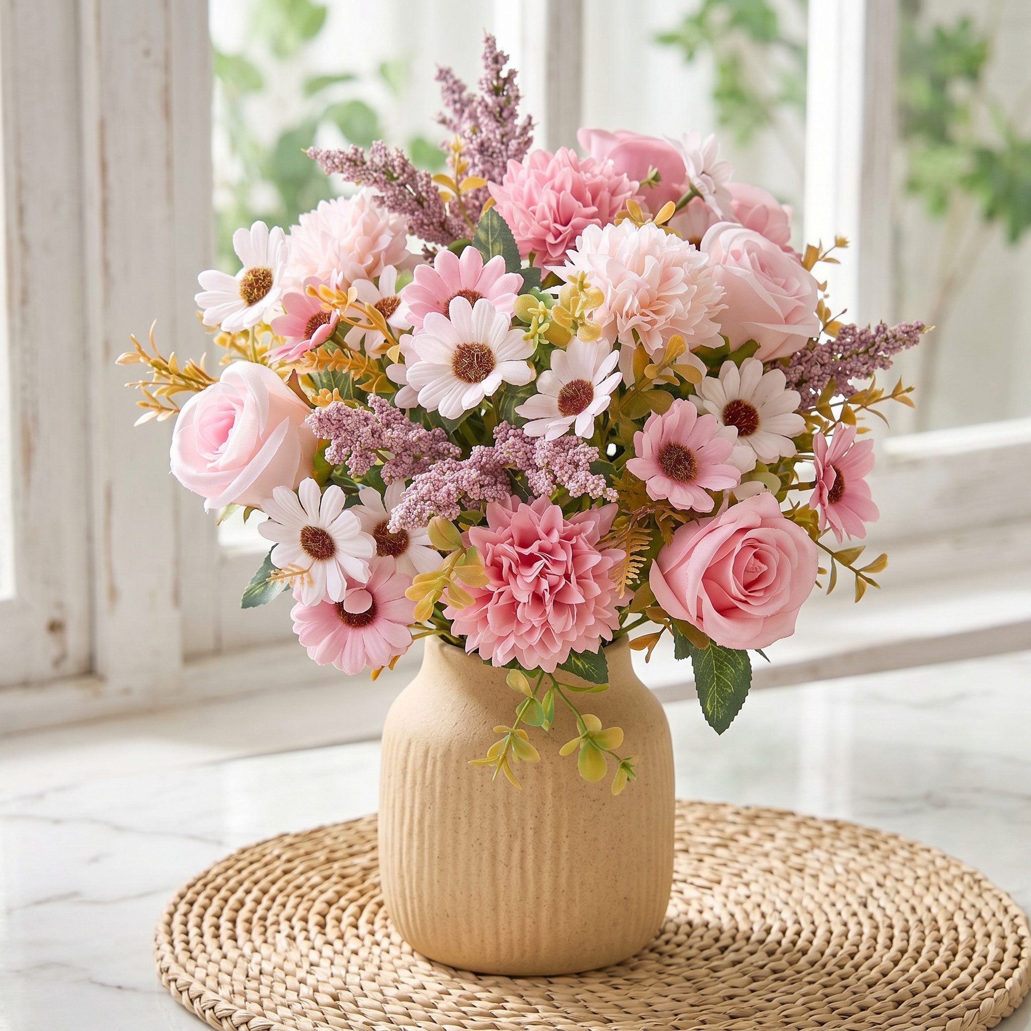 Kunstblumenstrauß künstliche Blumen Set Blumenstrauß, Fanci Home, realistische Kunstblumen langlebig Wohnzimmer Tisch Schlafzimmer
