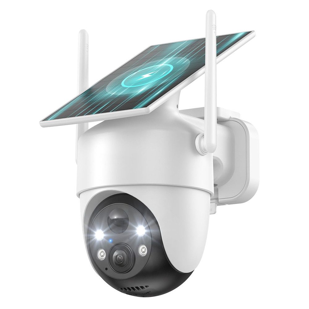 TWUFY IP-Überwachungskamera 2K 3MP Überwachungskamera Aussen Akku Solar, 100% Kabellos (Aussen, Outdoor, Außenüberwachung, Außen, Außenbereich, 1-tlg., 360° PTZ Kamera Außen, Farb-Nachtsicht, Kamera Überwachung Aussen mit Kabellose Installationsfreie Solarpanel)