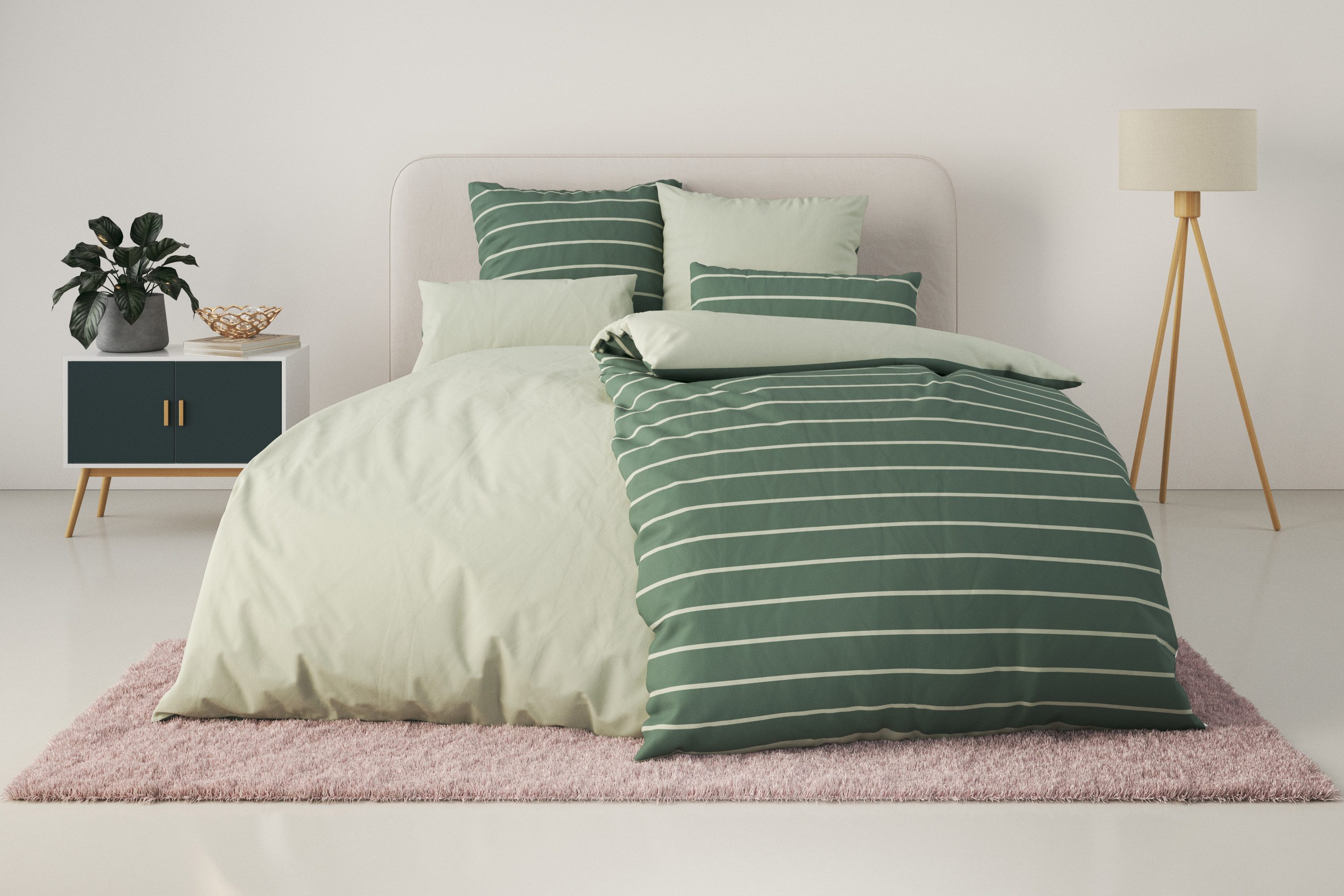 OTTO home Bettwäsche Katja, Linon, 2 teilig, Bettwäsche aus Baumwolle, Bettwäsche mit Streifen-Design, Wendeoptik