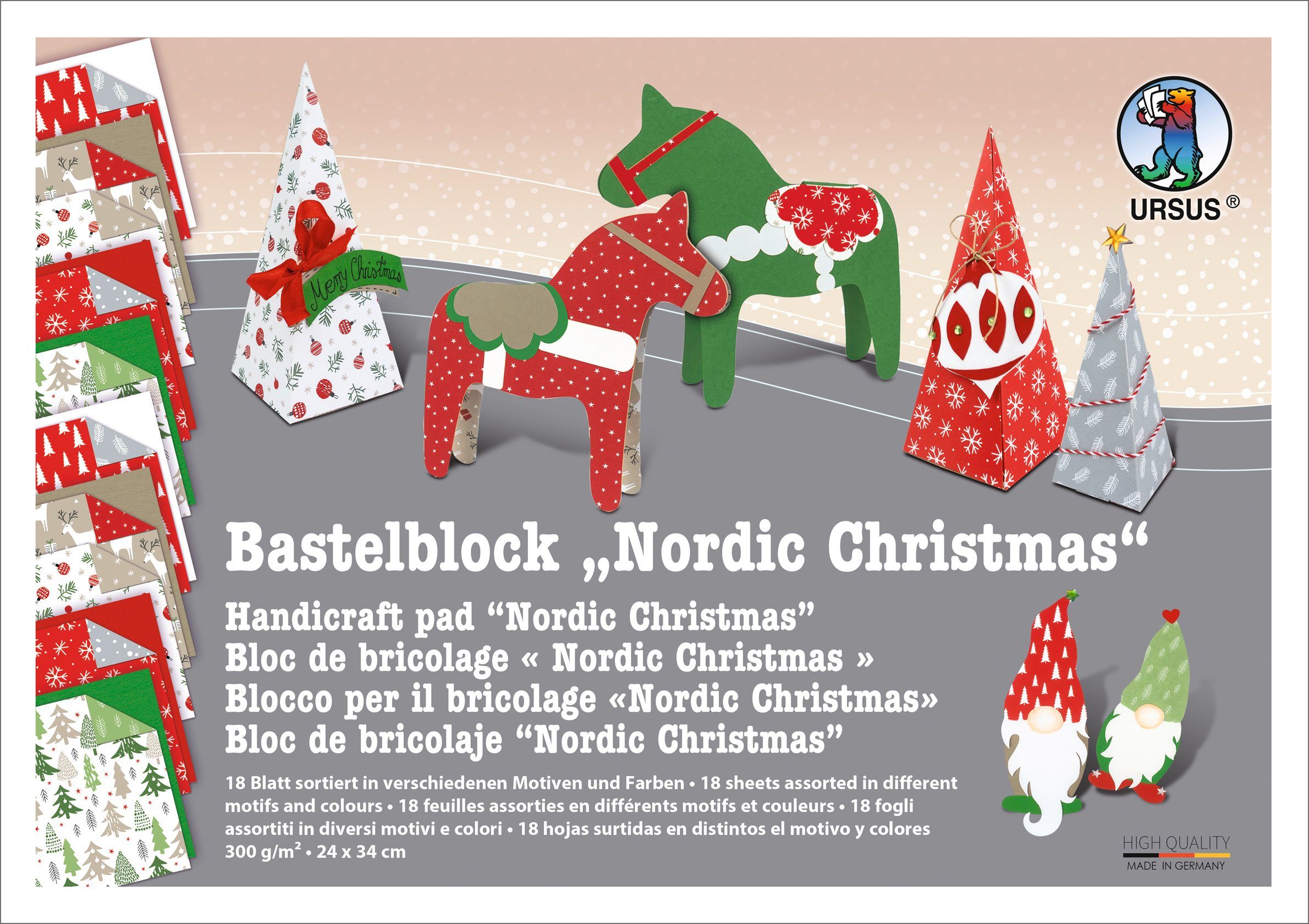 18 Motivpapier Bastelblock Nordic Blatt - Bähr Ursus Christmas, Ludwig