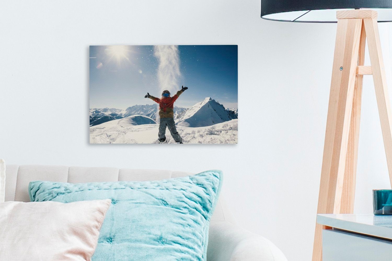 30x20 Wandbild Leinwandbild (1 in Schweiz, cm St), OneMillionCanvasses® Schnee der Aufhängefertig, Kind Leinwandbilder, mit Wanddeko,