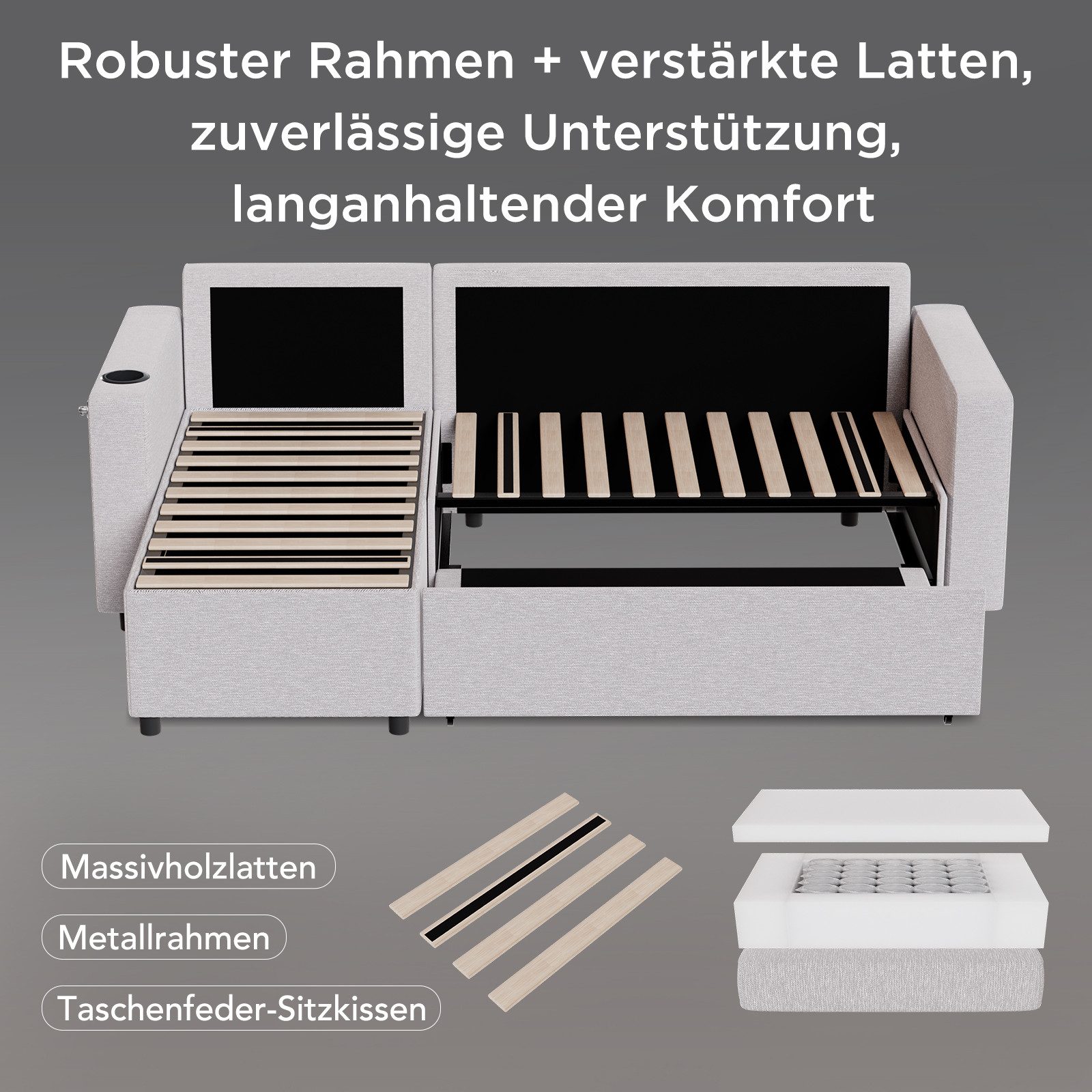 HOMAVO Ecksofa HOMAVO Schlafsofa, B: 200 cm, Liegefl. 130x200 cm günstig online kaufen