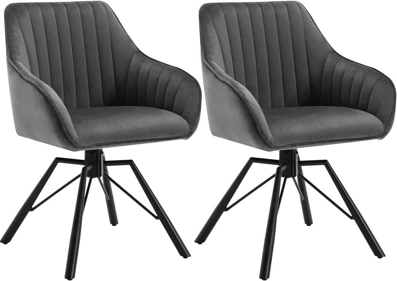 Woltu 4-Fußstuhl (2 St), Esszimmerstuhl drehbar Samt Sessel