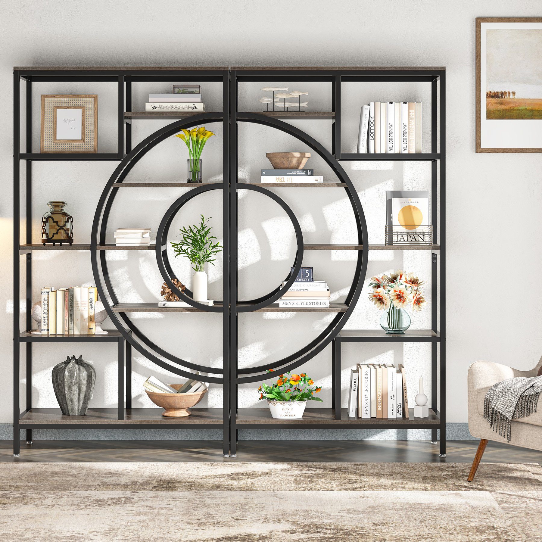 Tribesigns Bücherregal Tribesigns 179cm Geometrisches Bücherregal, günstig online kaufen