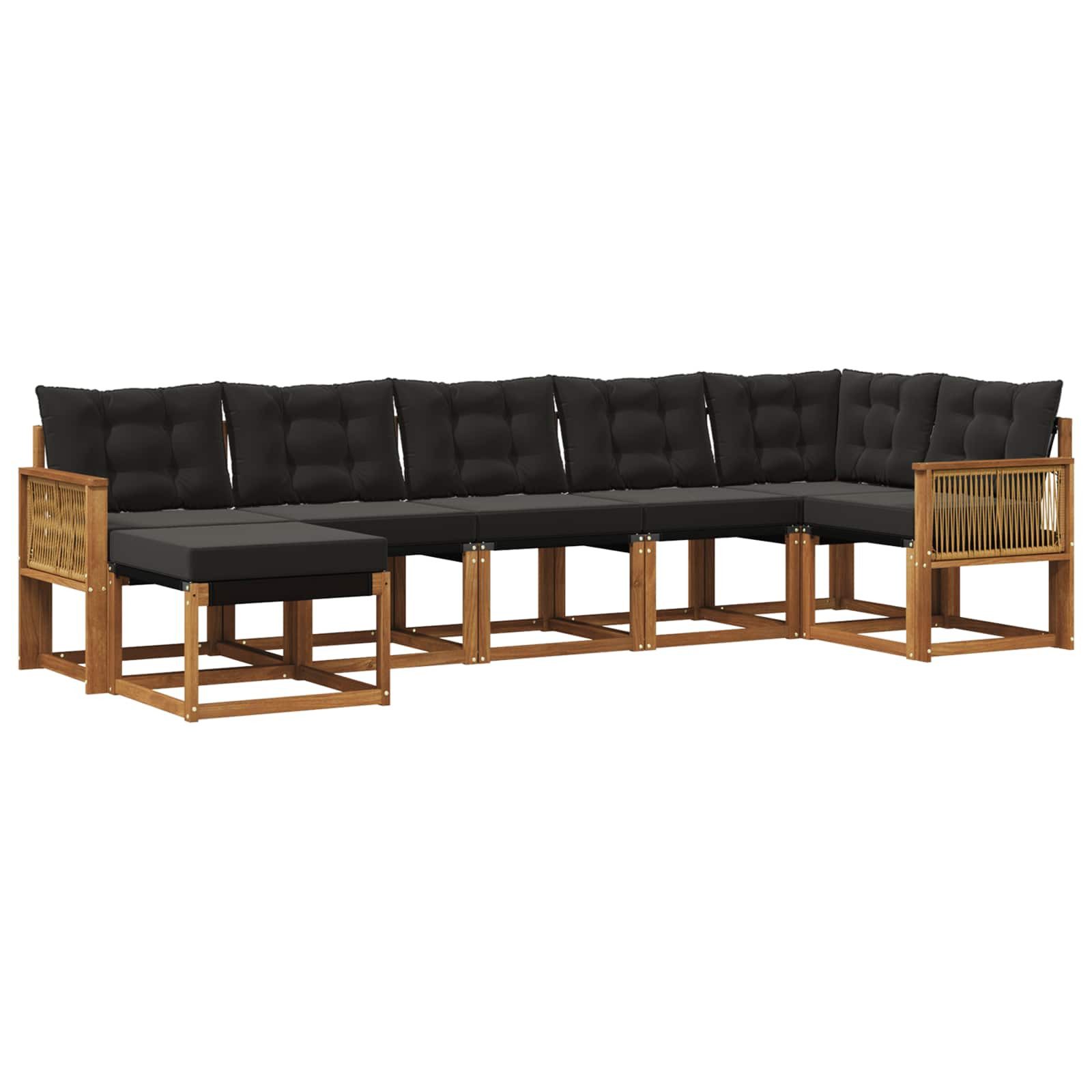 vidaXL Gartenlounge-Set Outdoor-Sofagarnitur 7 stk. Natürlich und Schwarz, (7-tlg)