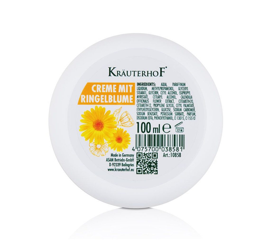 Kräuterhof Hautcreme KräuterhoF Creme mit Ringelblume 100 ml feuchtigkeitsspendende Creme, 1-tlg., natürlicher Ringelblumenextrak, Leicht einziehend