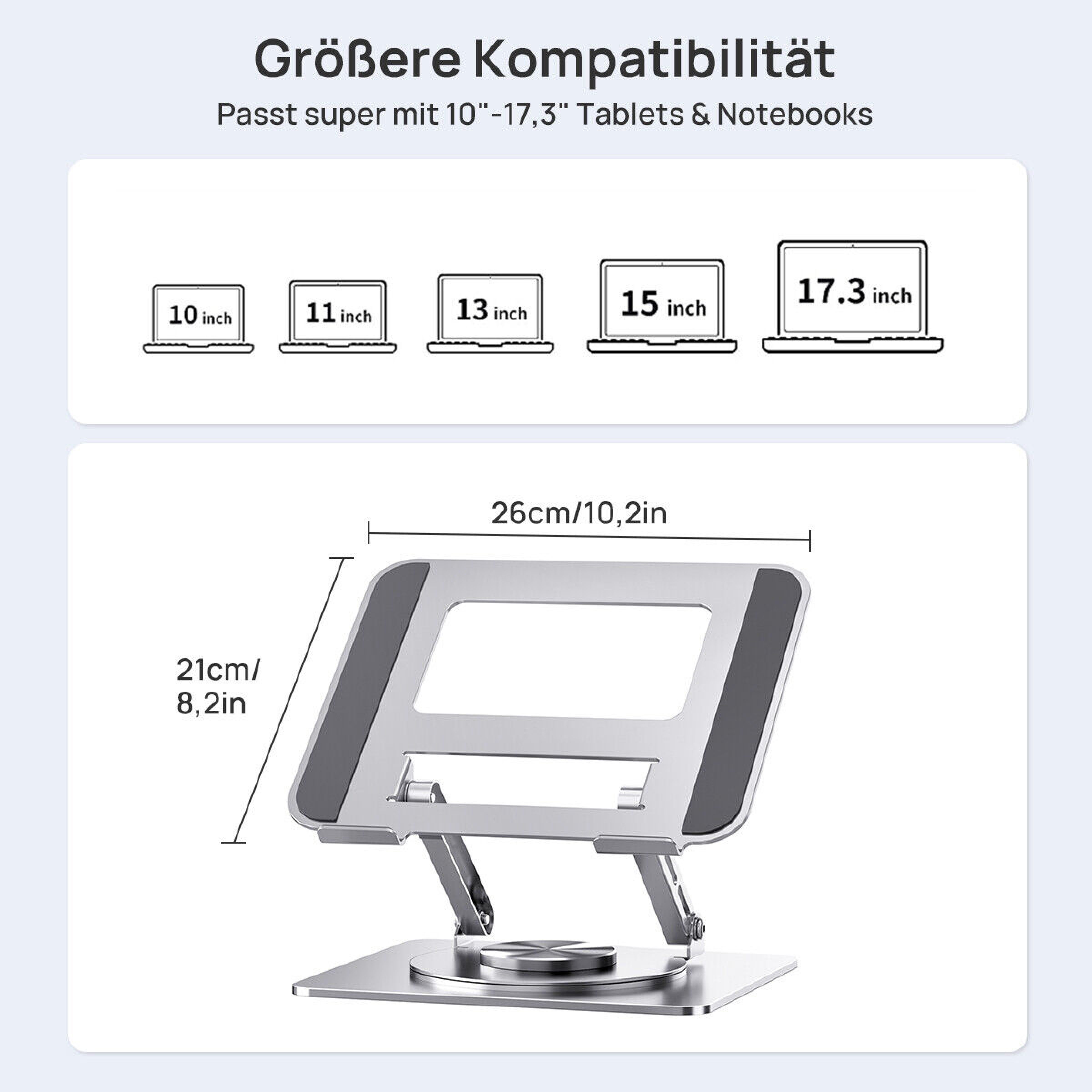 Futurea Laptop-Ständer Laptop Ständer 360° Faltbar mit einstellbarem Winkel Höhenverstellbar, (bis 17,30 Zoll, 1-tlg., Für MacBook und Windows Laptops hohe Ergonomie aus Aluminium)