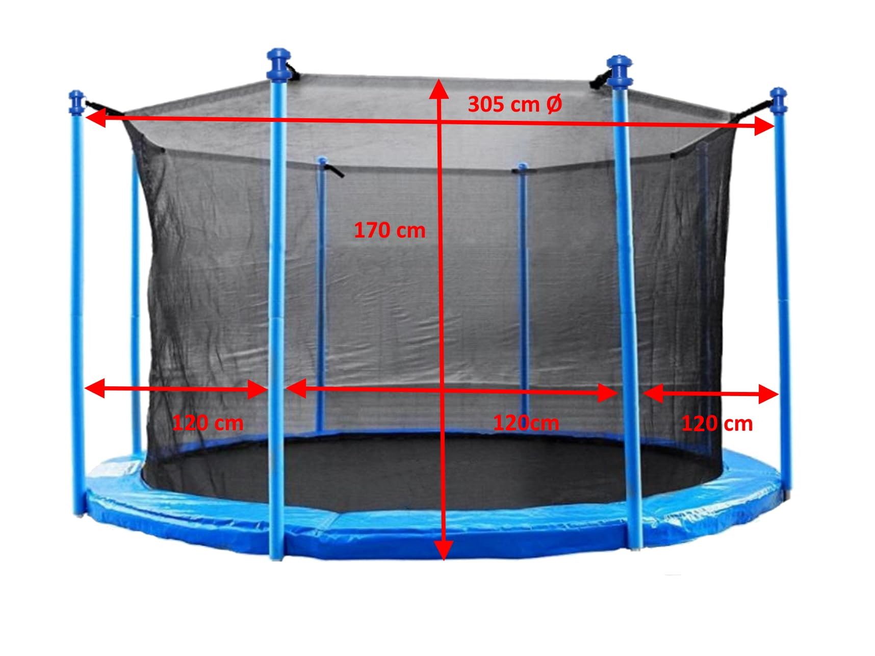 walexo Gartentrampolin Trampolin Innenliegendes Sicherheitsnetz für 6- oder 8 Stangensysteme, Ø 305 cm, (8 tlg)