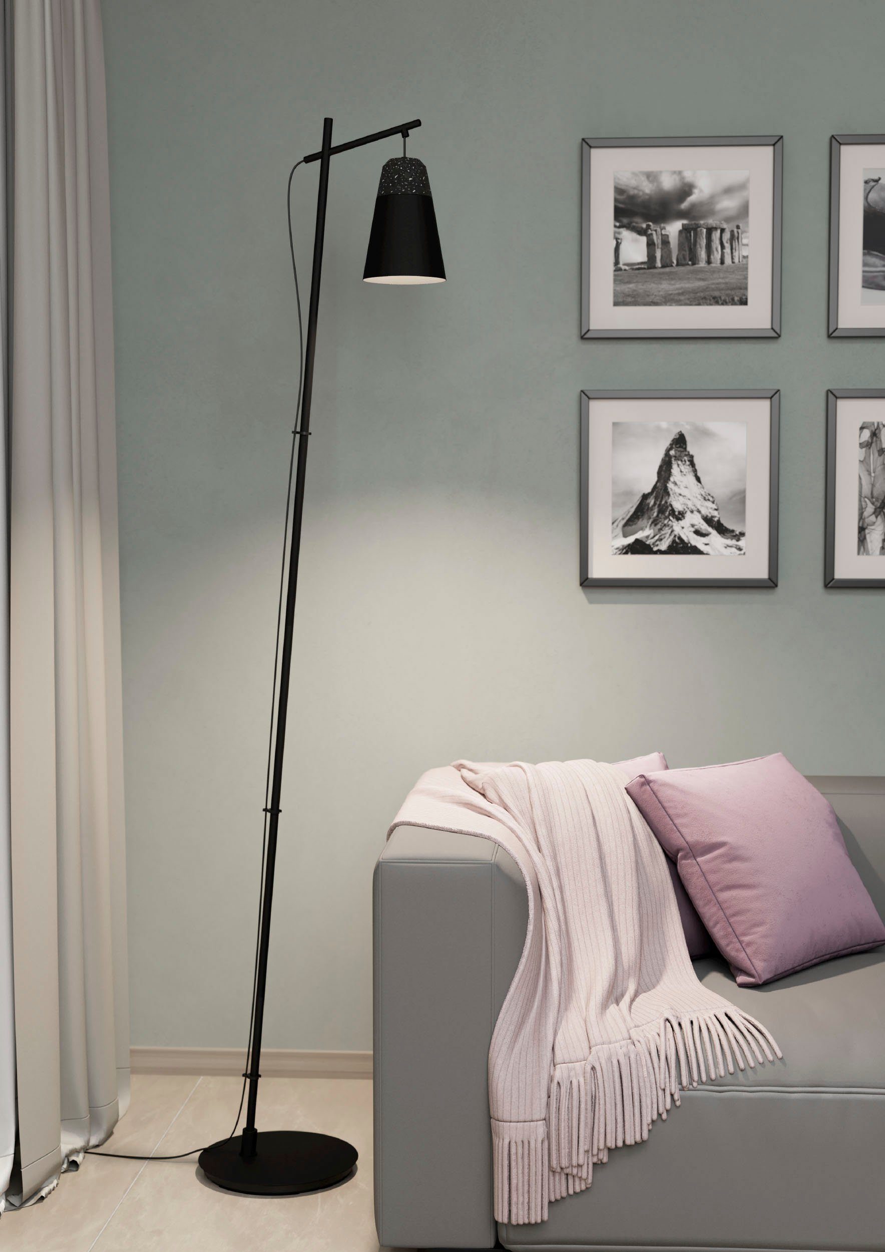EGLO Stehlampe CANTERRAS, ohne Leuchtmittel, Leuchtmittel wechselbar, Stehleuchte in schwarz aus Stahl - exkl. E27 - 1X40W