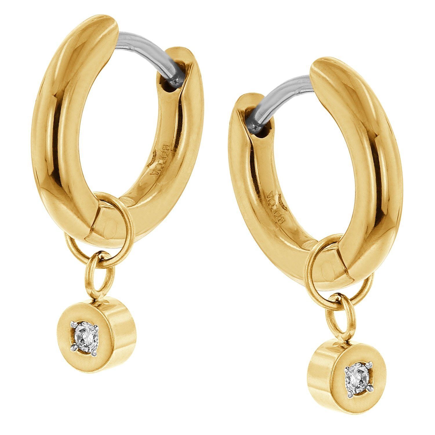 Boccia Paar Серьги-кольца Damen-Titan Goldfarben mit Diamant
