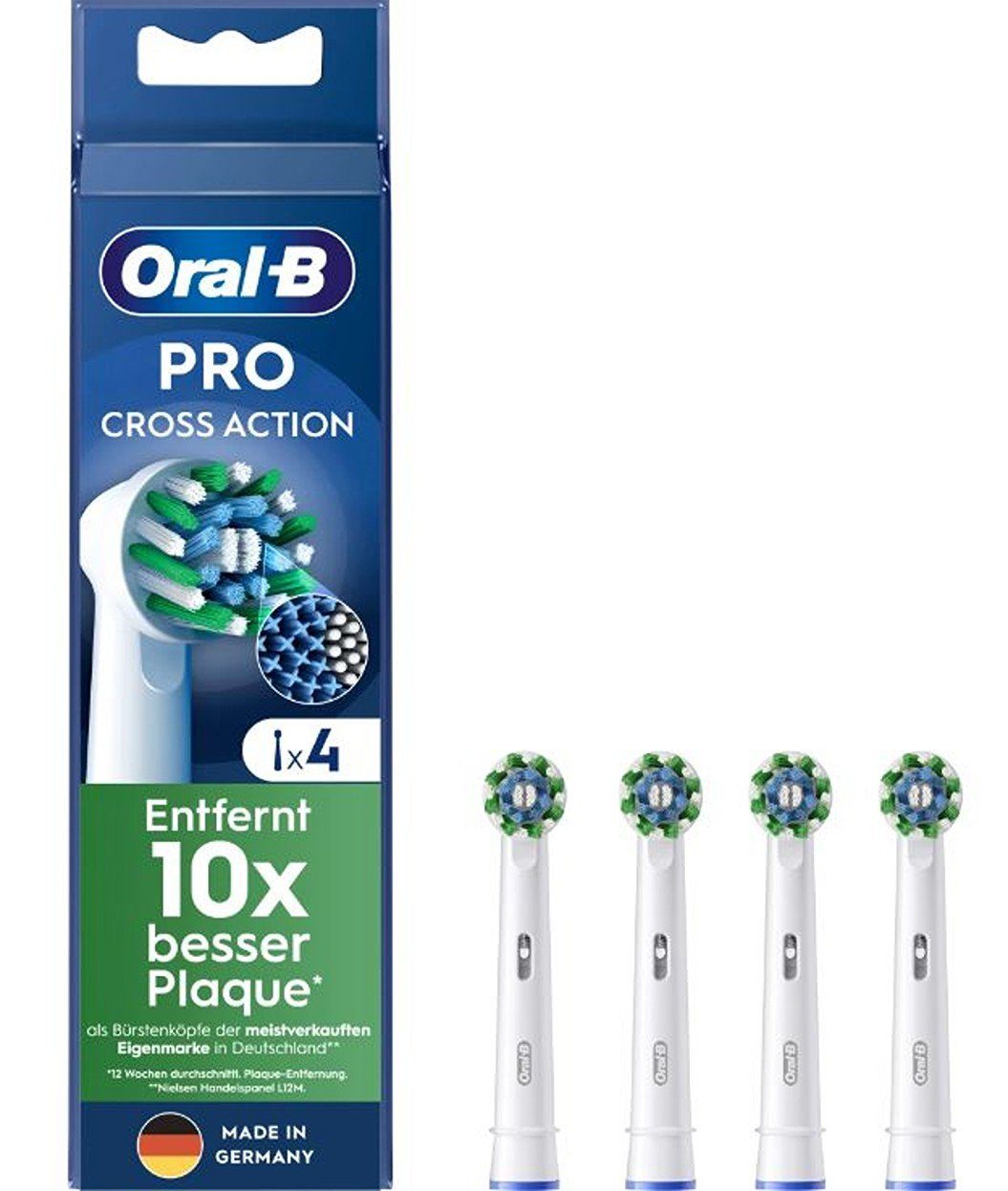Oral-B Aufsteckbürsten Cross Action Pro, 4er Pack, für sauberere Zähne und gesünderes Zahnfleisch