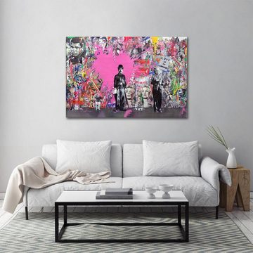 ArtMind XXL-Wandbild Pop Art - Charlie Chaplin, Premium Wandbilder als Poster & gerahmte Leinwand in 4 Größen, Wall Art, Bilder fürs Wohnzimmer und Büro