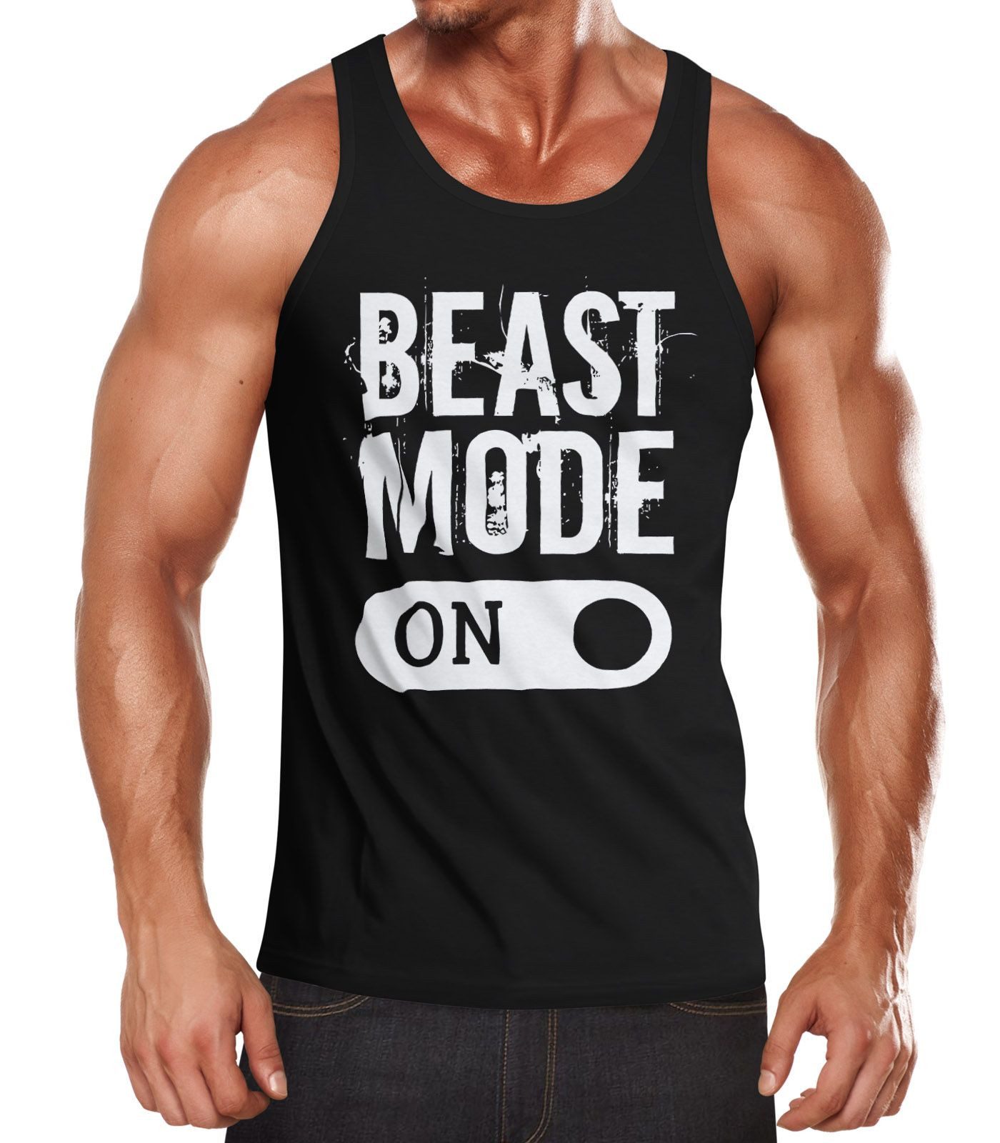 MoonWorks Tanktop Herren Tanktop Beast Mode On Bodybuilder Fitness Gym Musk günstig online kaufen