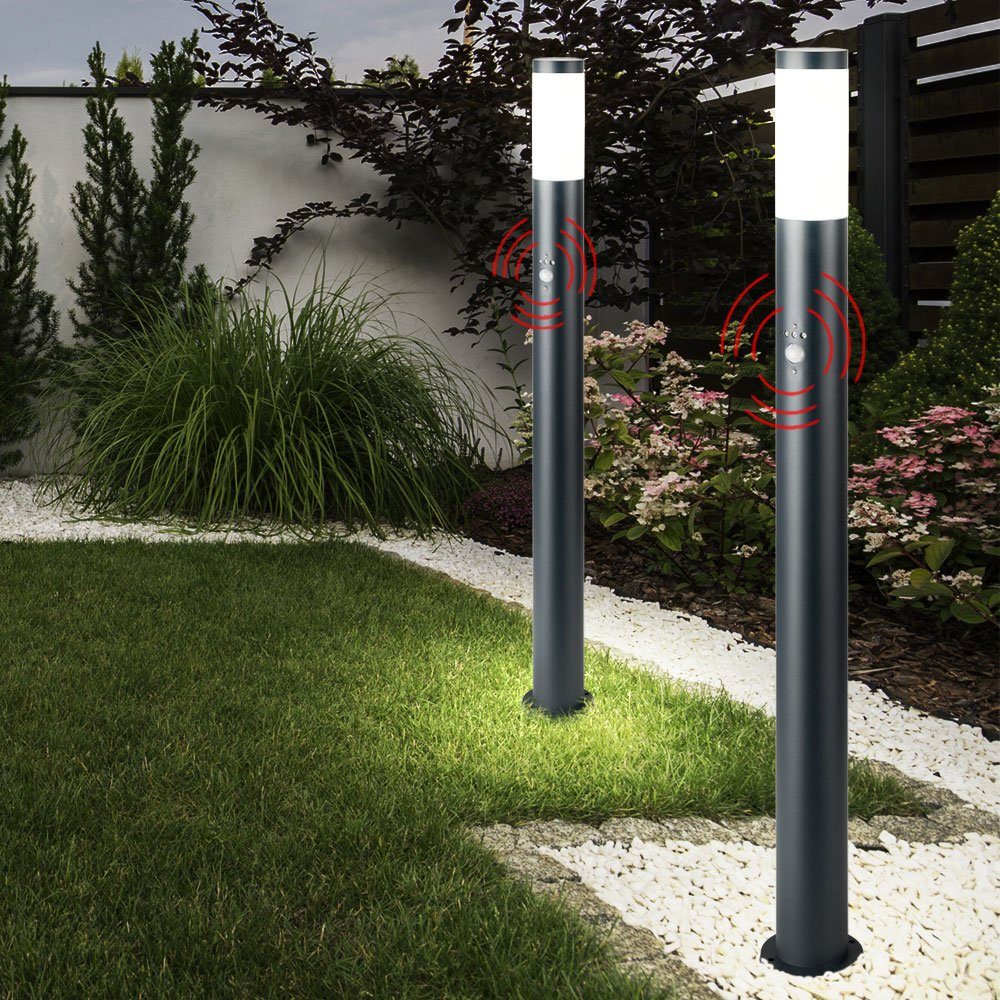 LED AußenStehlampe, 2x Außen Stand Sockel Lampe Garten