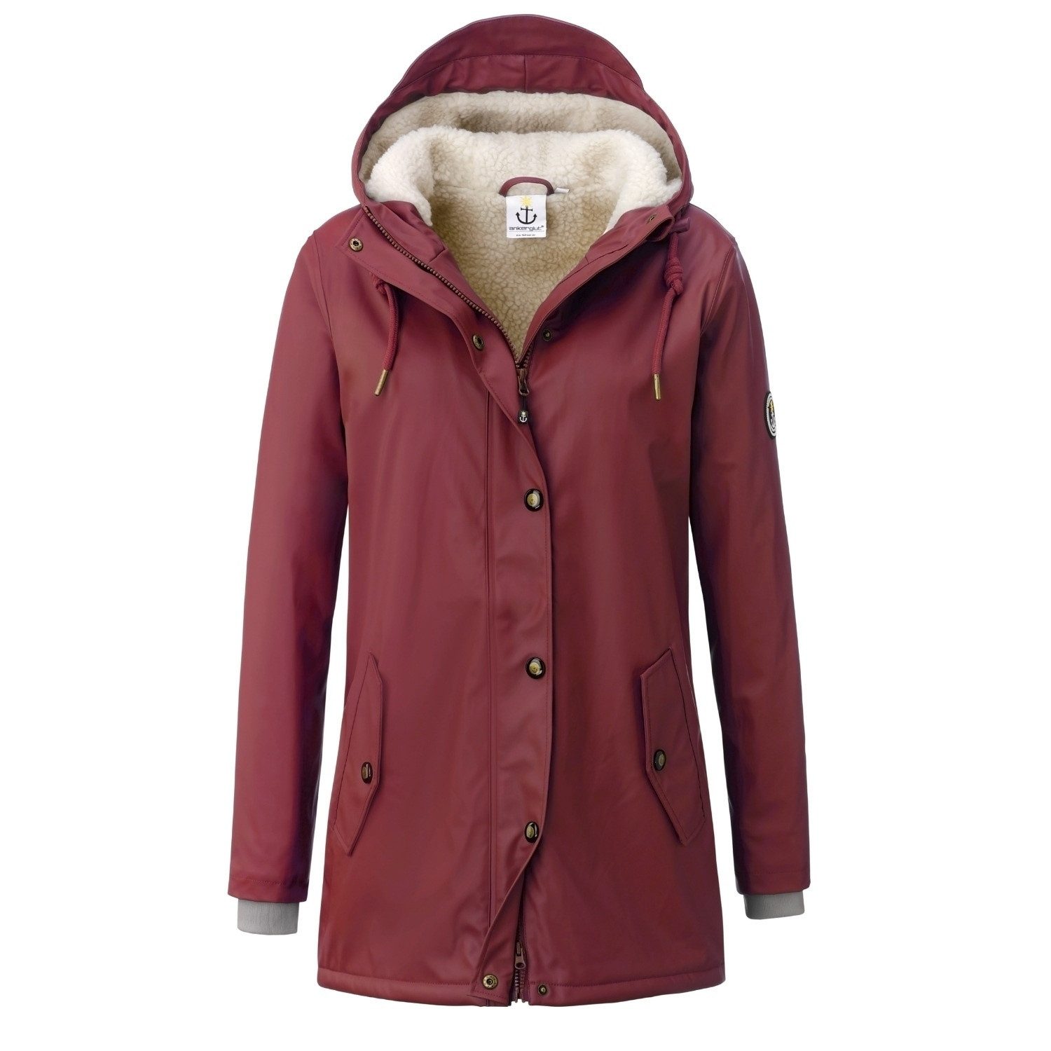ankerglut Funktionsjacke Ankerglut Heldin Damen Winter Regenjacke Friesennerz große Größen Wasserdichter Winter-Regenmantel mit Teddyfleece-Futter