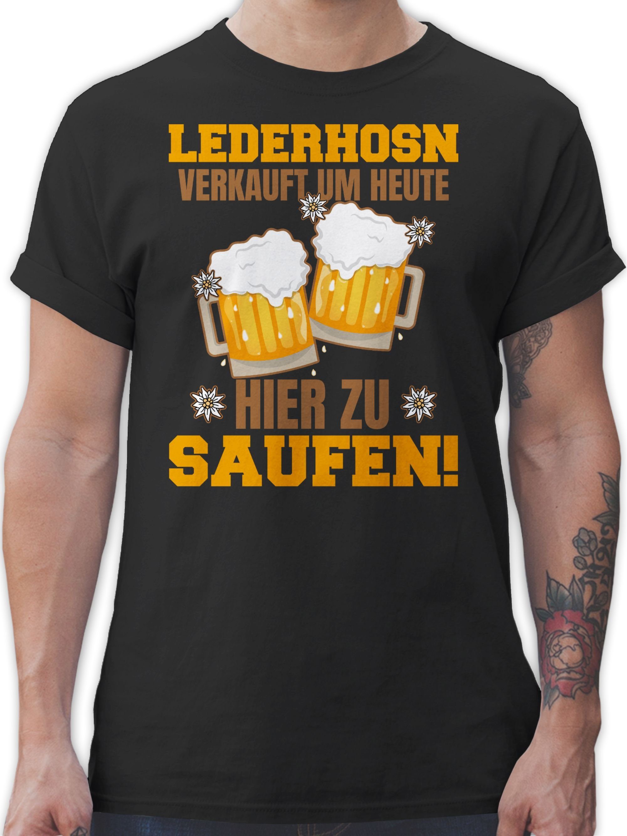 Shirtracer T-Shirt Lederhosn verkauft um heute hier zu saufen - Bierkrug Mode für Oktoberfest Herren 01 Schwarz