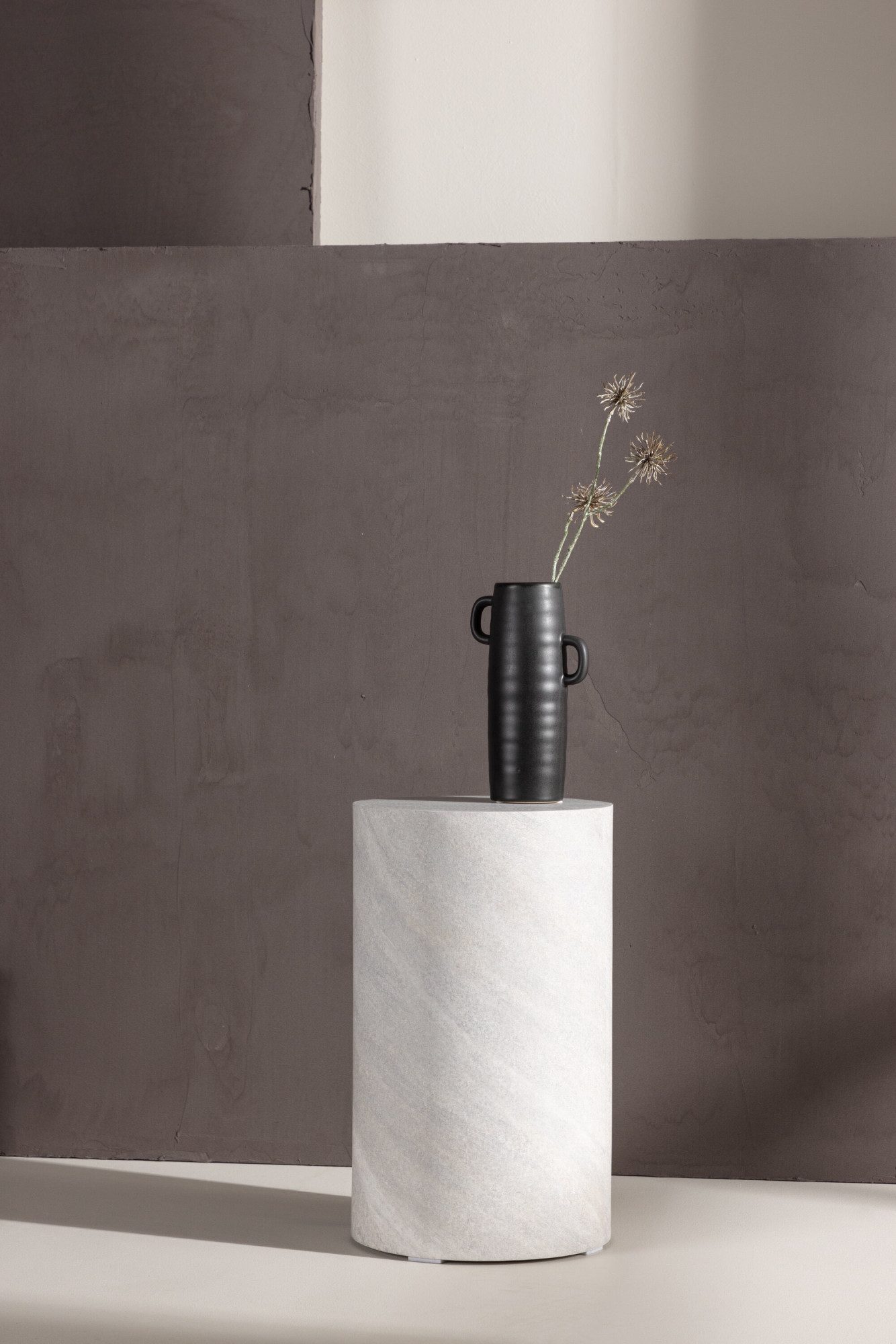 Venture Home Beistelltisch York, runder Beistelltisch Ø 30 × 50 cm in moderner Betonoptik, Ablagetisch, MDF, rund, kompakt, betonoptik, dezent