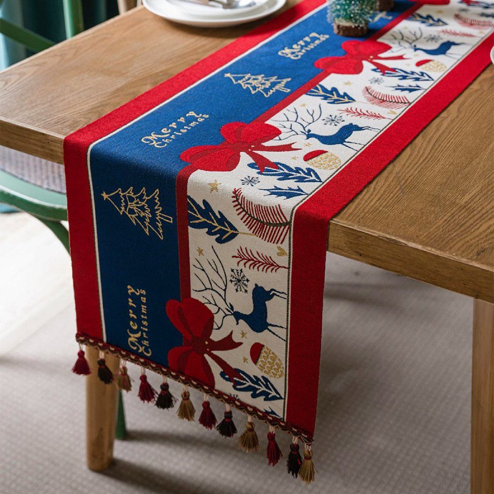 Tischband Elch Tischdecken, Weihnachten 35×200cm Tischdecken, Quaste Weihnachten Rouemi 35×180cm,