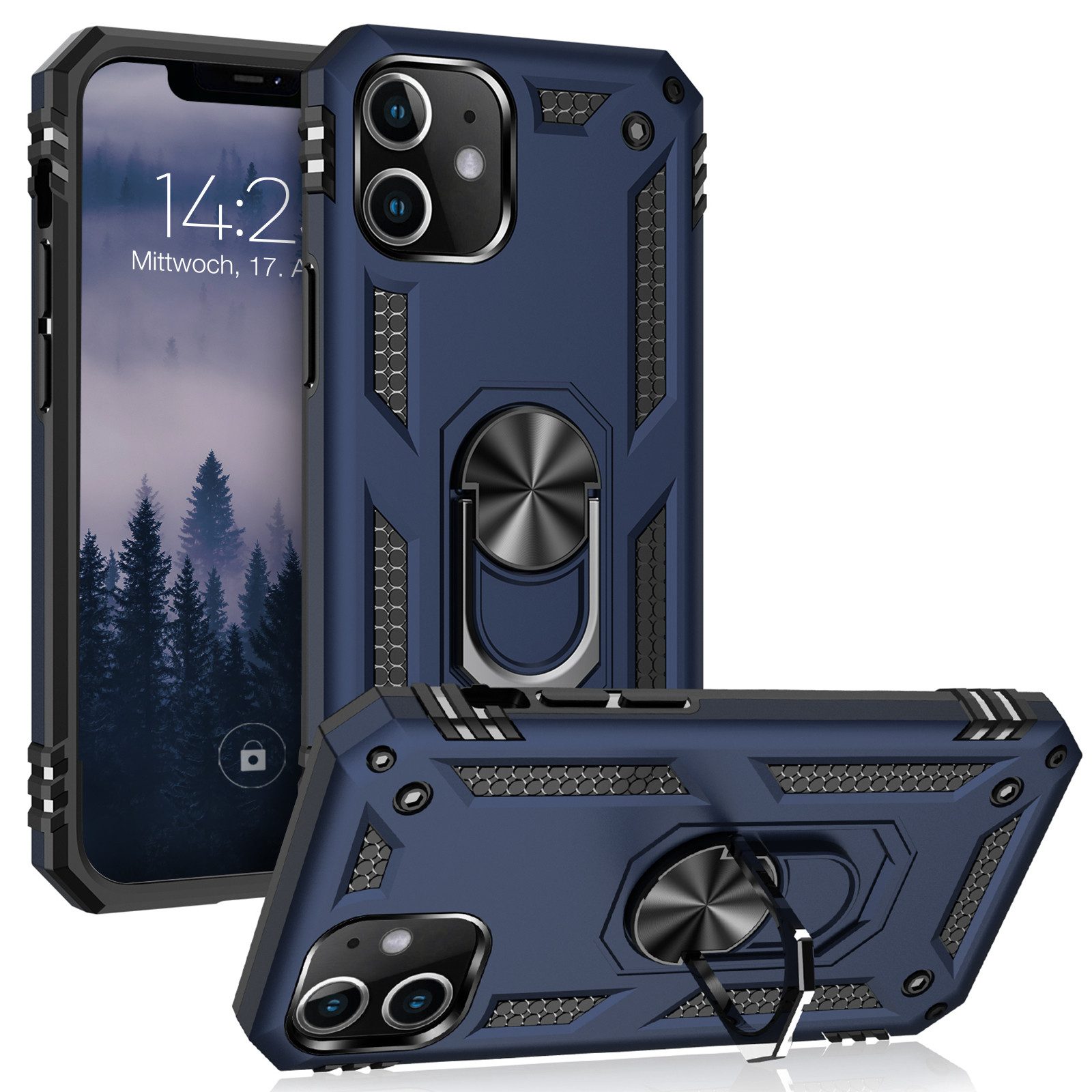 Tec-Expert Handyhülle Outdoor Cover Hülle für Apple iPhone 12 6.1 Zoll, 6.1, Premium Hülle aus verstärktem Polycarbonat