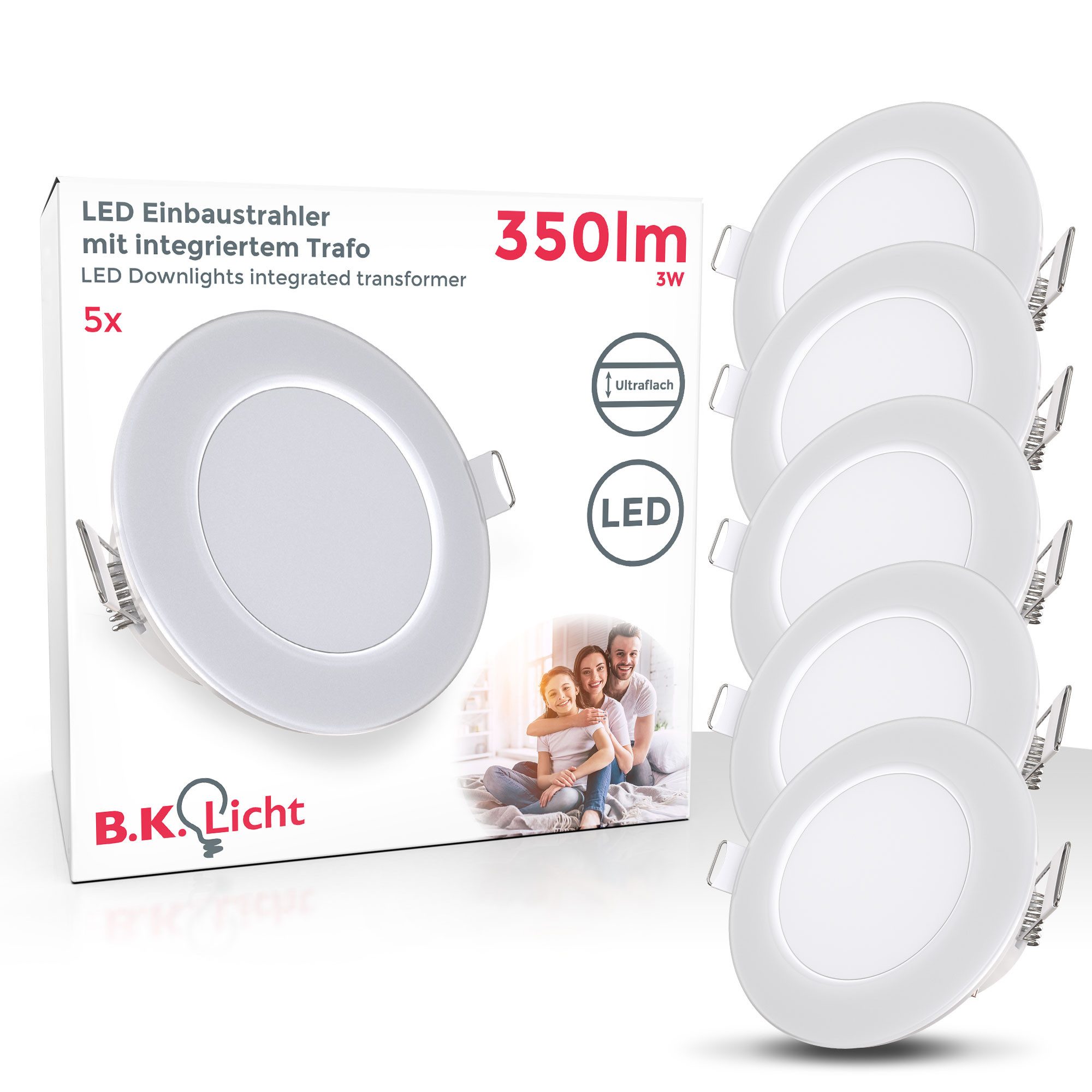 B.K.Licht LED Einbaustrahler 5er SET Bad Einbauleuchten IP65 Ultraflach 30m günstig online kaufen