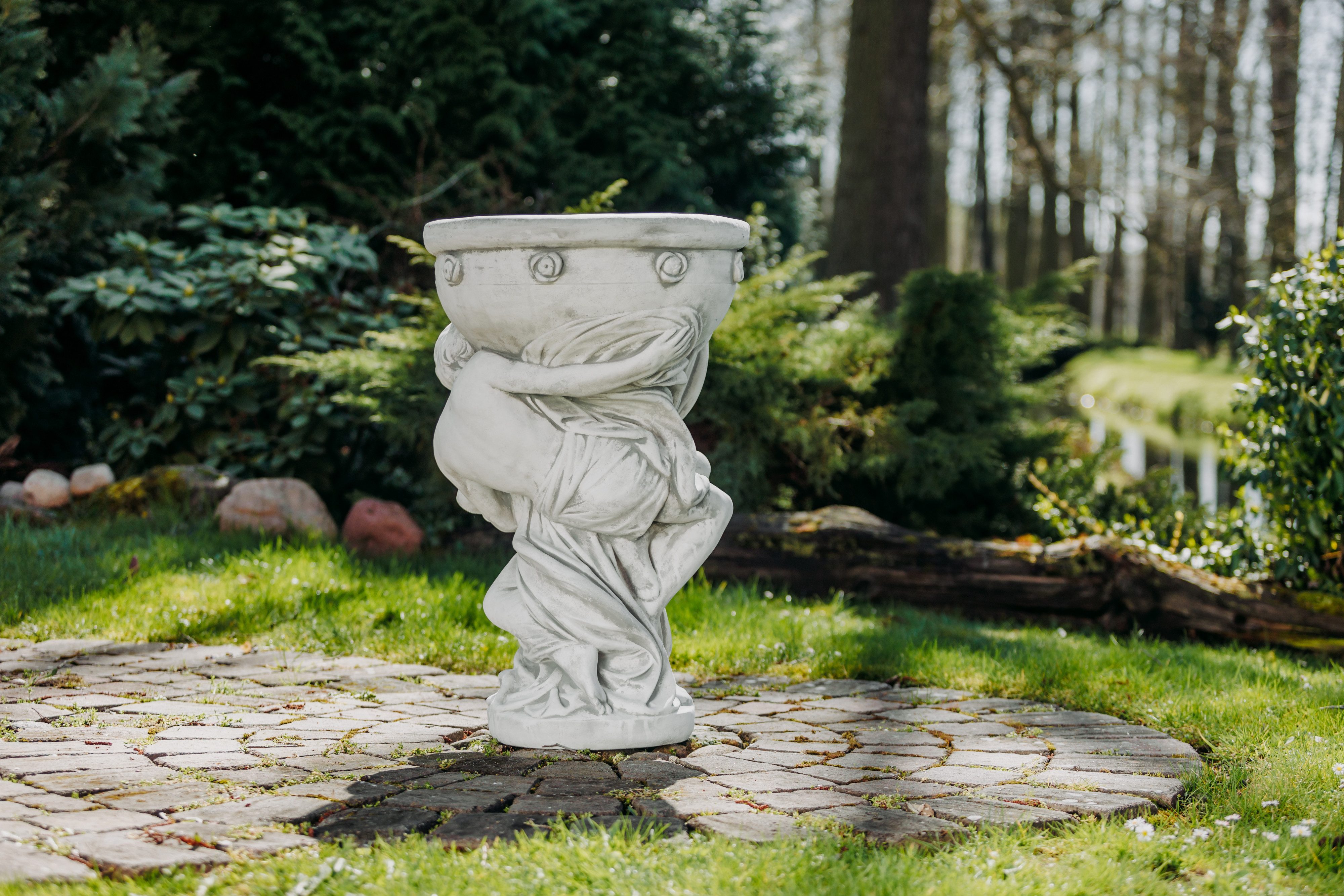 gartendekoparadies.de Pflanzkübel Liebespaar Pflanzgefäß Steinfigur 17 Liter 80 cm, Frostsicher