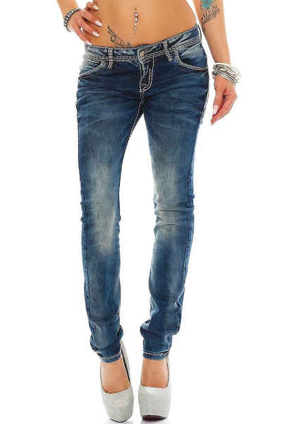 Cipo & Baxx Regular-fit-Jeans Cipo & Baxx Damen Jeans BA-WD240 mit Dicken Nähten und Verzierungen
