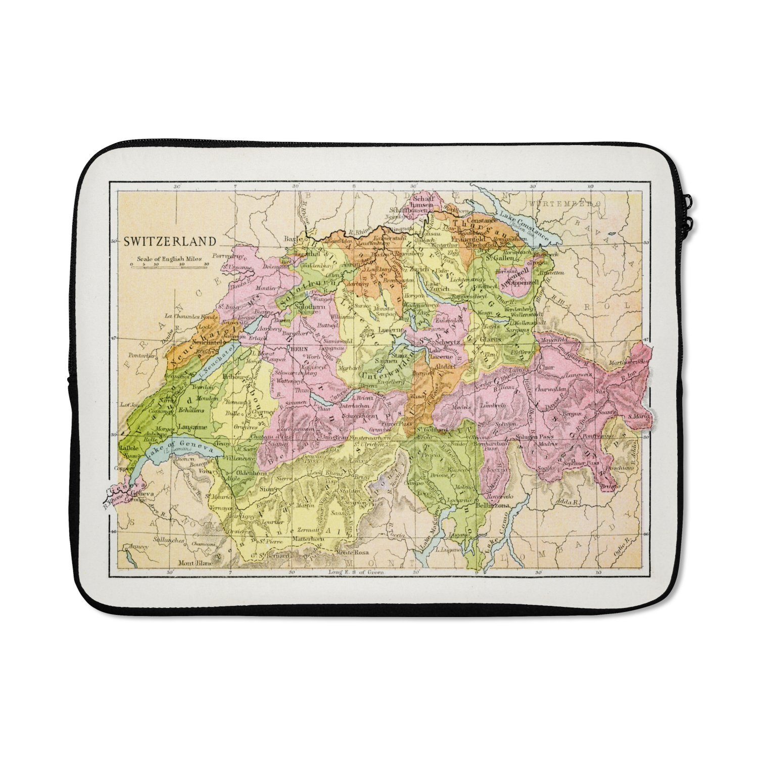 MuchoWow Laptop-Hülle Detaillierte Karte der Schweiz 13.3 Zoll,  Laptopsleeve, weiches Innenfutter zum Schutz Kratzern, Laptoptasche