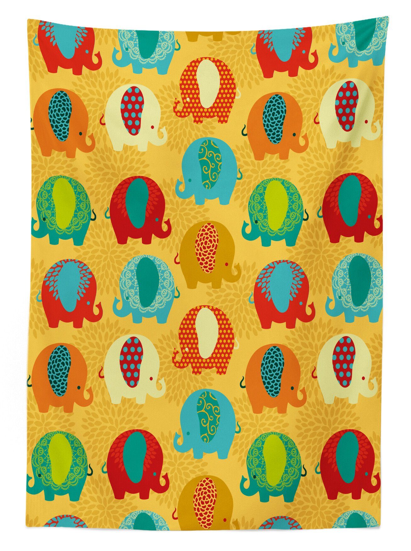 den Farbfest Waschbar Farben, Tischdecke Für Klare Abakuhaus Außen Urwald Bereich geeignet Ornamente Elefanten
