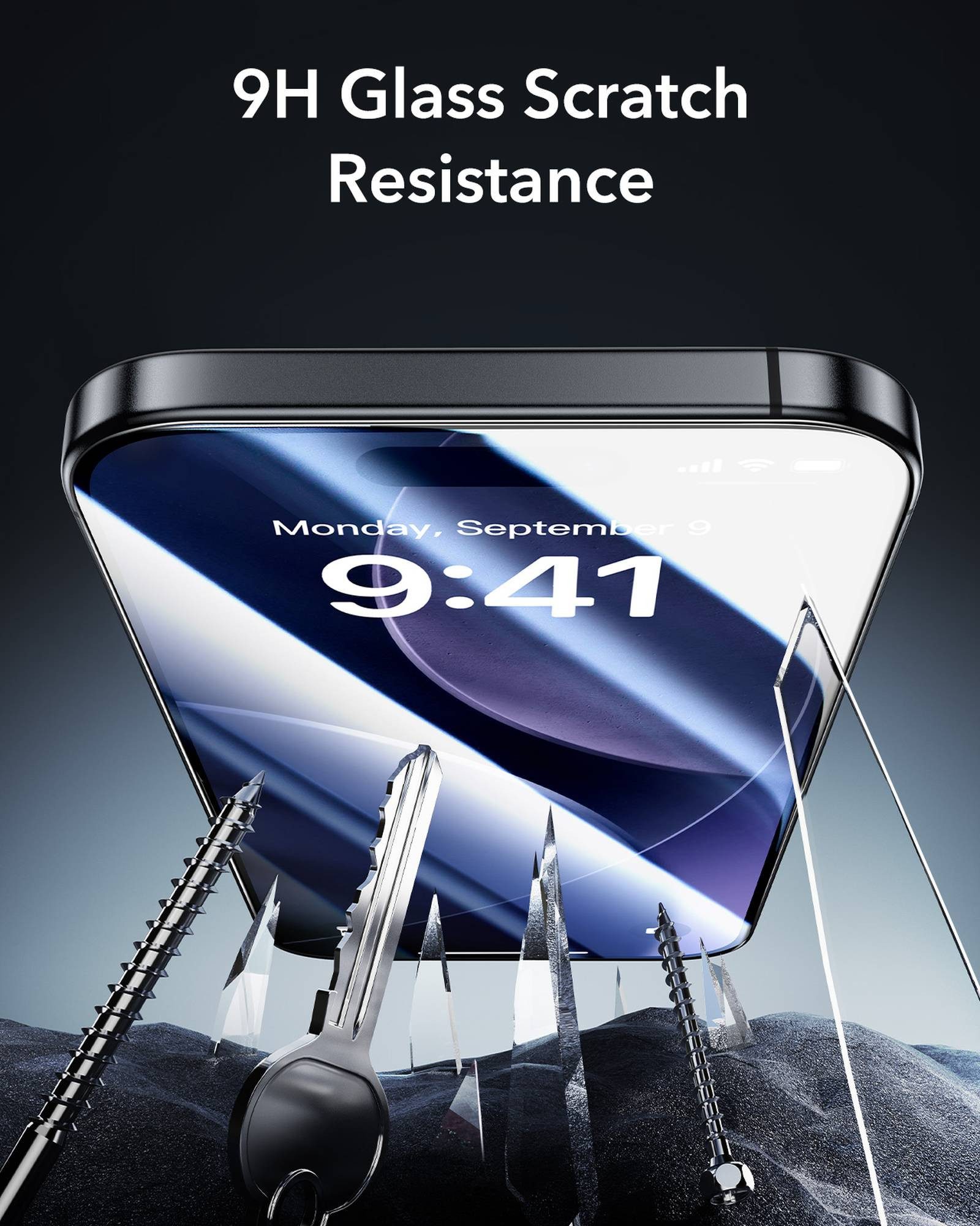 ESR Displayschutzglas Armorite Displayschutz für iPhone 17 Pro Max, UltraFit Aufbringhilfe, Laufsprecherabschirmung, gehärtetes Glas