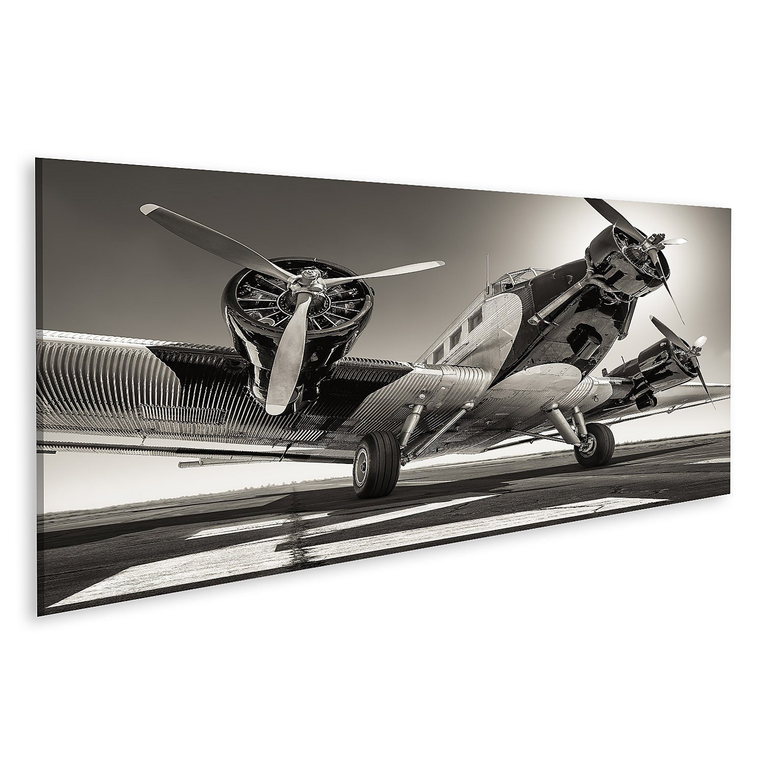 Leinwandbild Bild auf Leinwand Flugzeug Oldtimer Historisches Flugzeug Startbahn Be