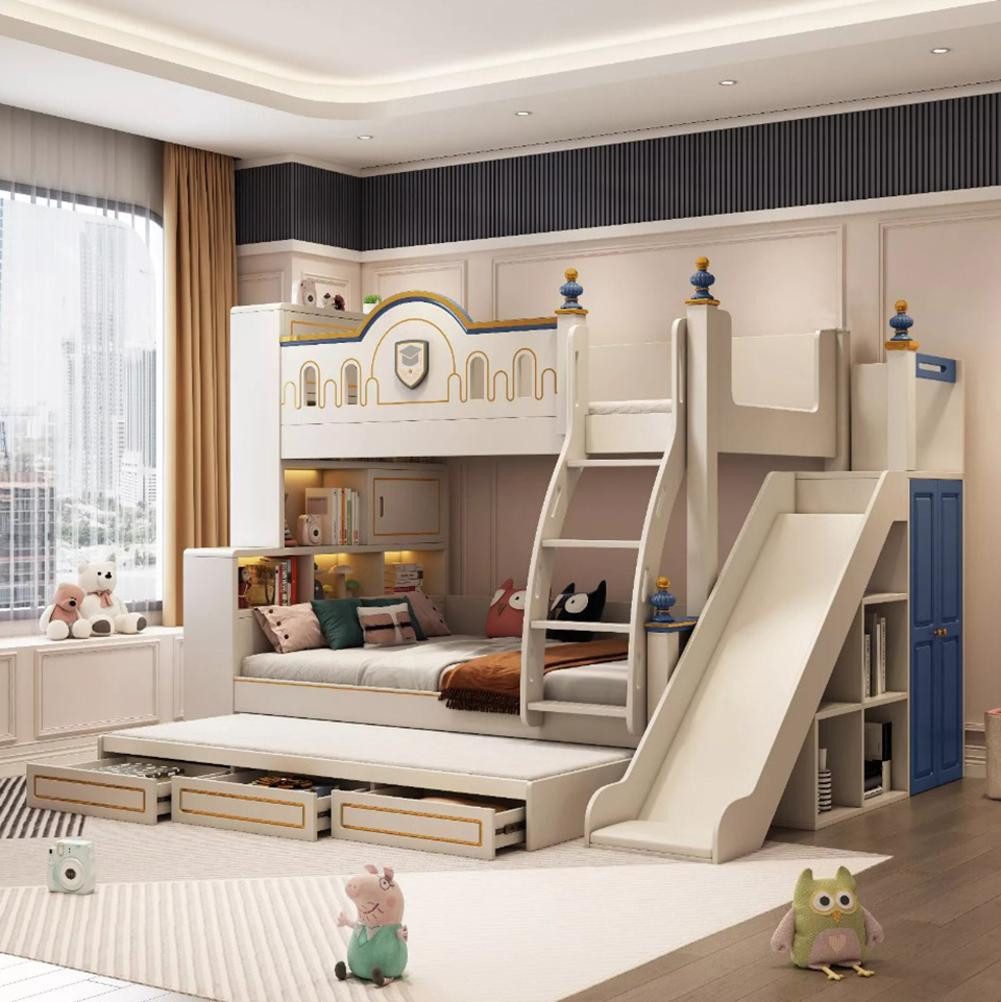 JVmoebel Etagenbett Etagenbett Kinderbett Jugendbett Kids Doppelstockbett Bett Rutsche