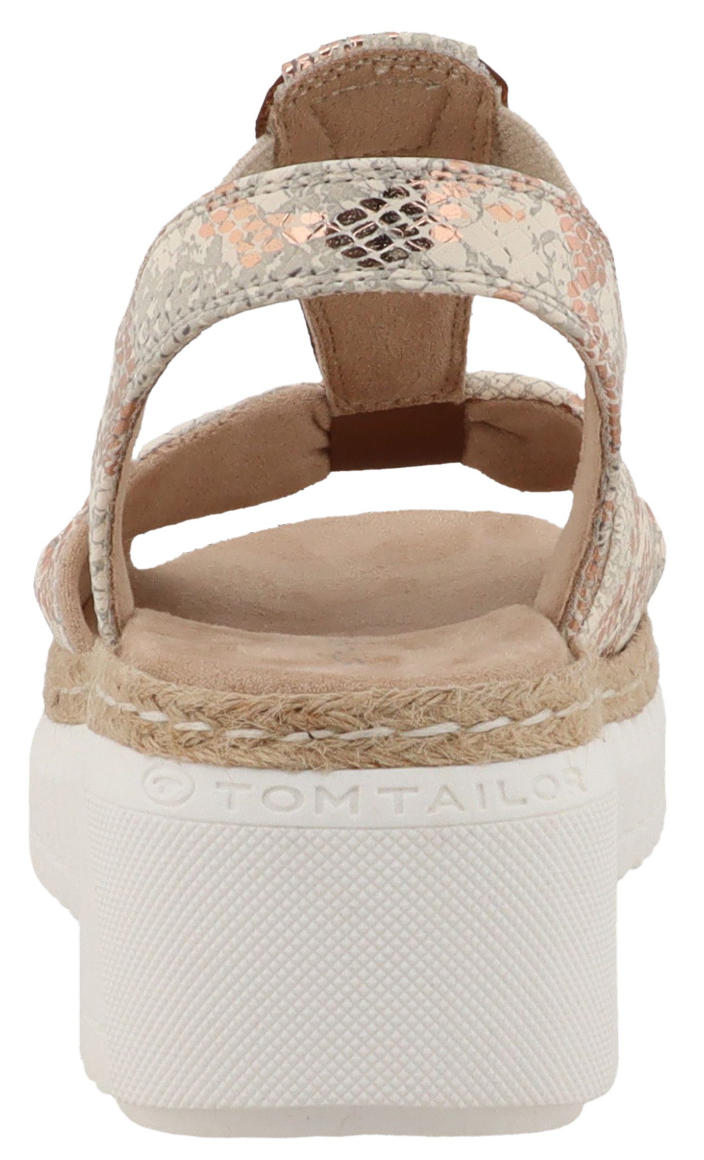 TOM TAILOR Vally Keilsandalette Plateau, Sommerschuh, Riemchensandale in Snake-Optik